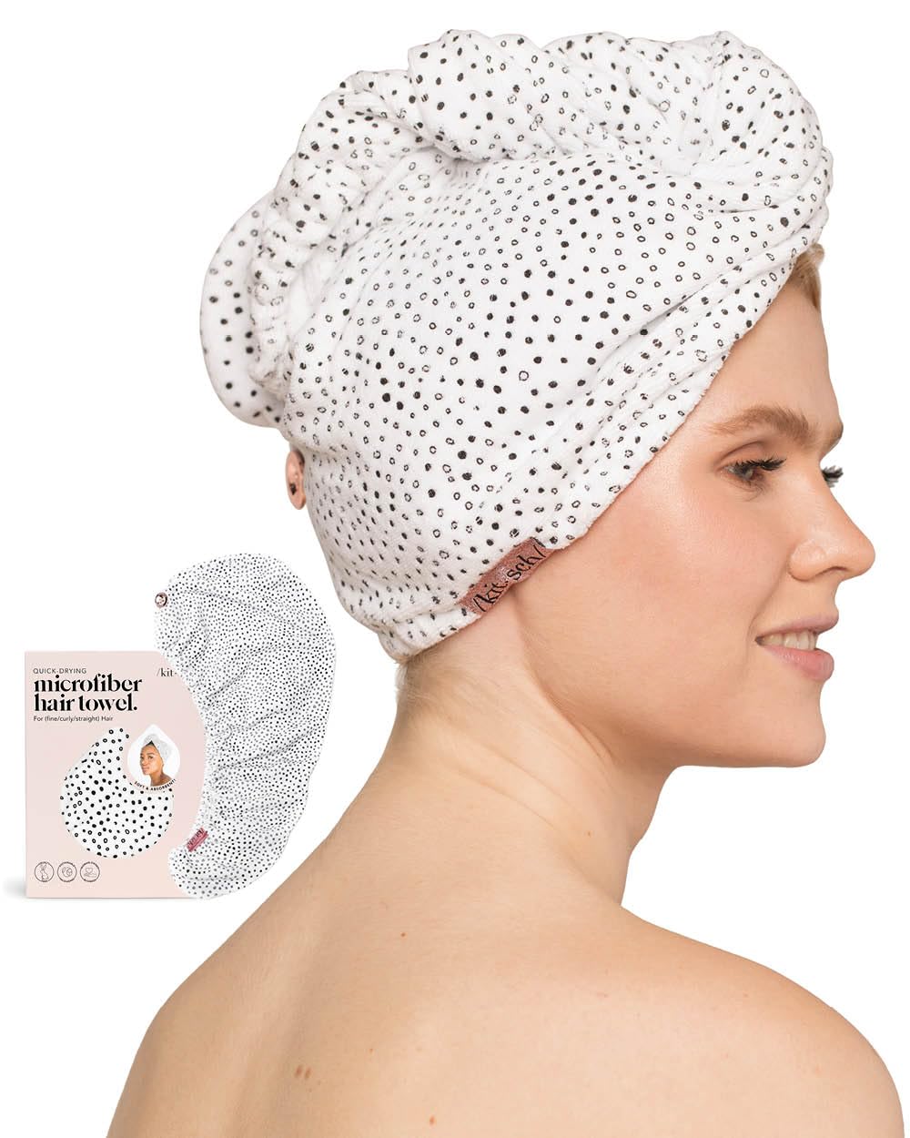 Kitsch Microfiber Hair Towel Wrap - Quick Dry Curly Hair Wraps for Women Wet Hair | Microfiber Towel for Hair | Hair Drying Towel Wrap | Hair Towels for Women | Hair Turban for Wet Hair (Blush)