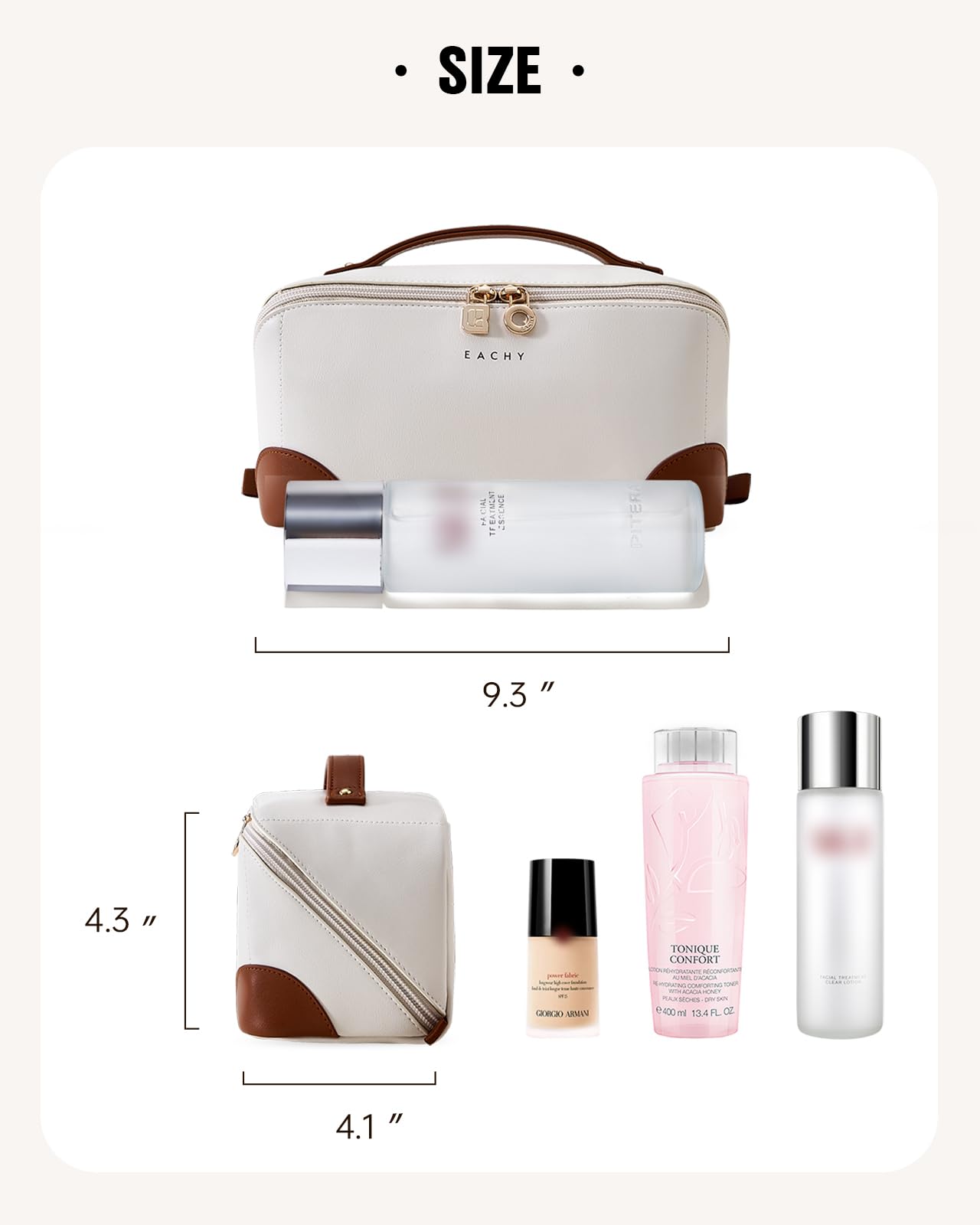 EACHY Travel Makeup Bag,Large Capacity Cosmetic Bags for Women,Waterproof Portable Pouch Open Flat Toiletry Bag Make up Organizer with Divider and Handle
