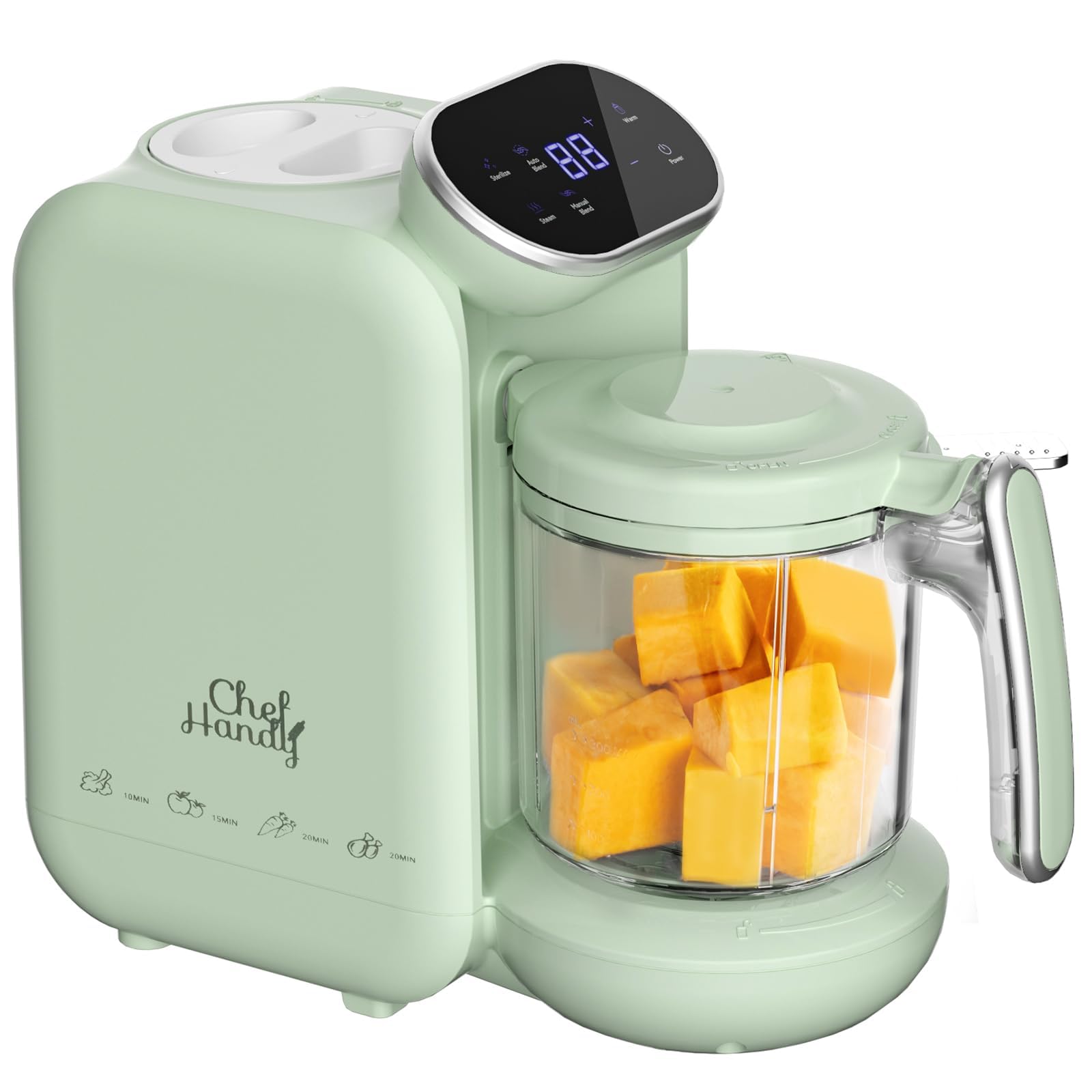 Baby Food Maker | Baby Food Processor with Steaming Basket | Baby Steamer, Blender, and Puree Maker | Milk Warmer Machine | Auto Cooking & Grinding | Touch Screen Control (Green)