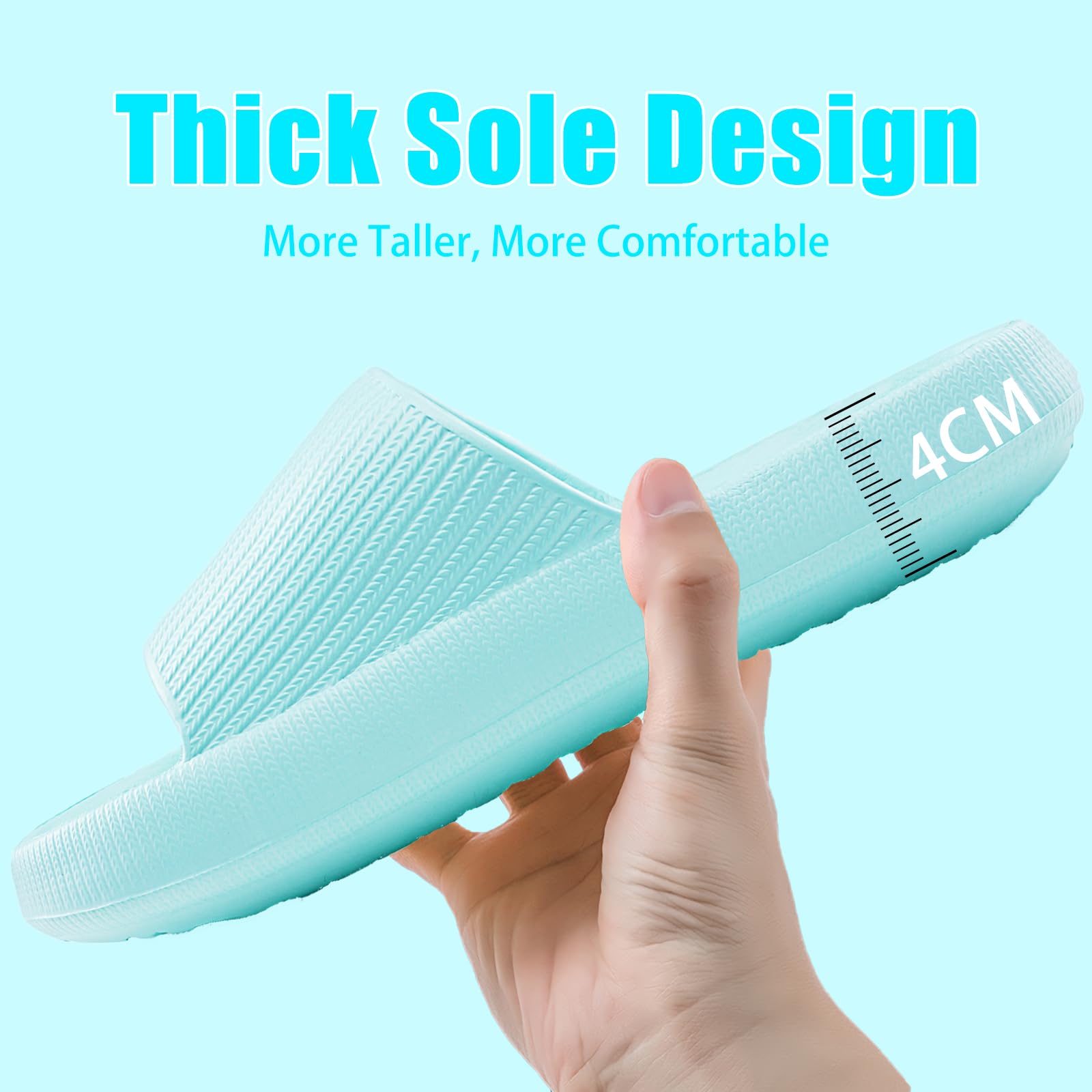 rosyclo Cloud Slippers for Women and Men, Pillow House Slippers Shower Shoes Indoor Slides Bathroom Sandals, Ultimate Comfort, Lightweight, Thick Sole, Non-Slip, Easy to Clean