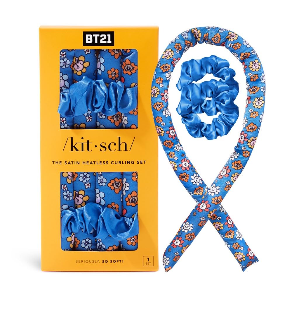 Kitsch Satin Heatless Curling Set for No-Heat Soft Curls | Overnight Hair Curlers & Curling Rod Headband, Frizz-Free Styling | Gentle Rollers for All Hair Types - 1 Pack (Charcoal)