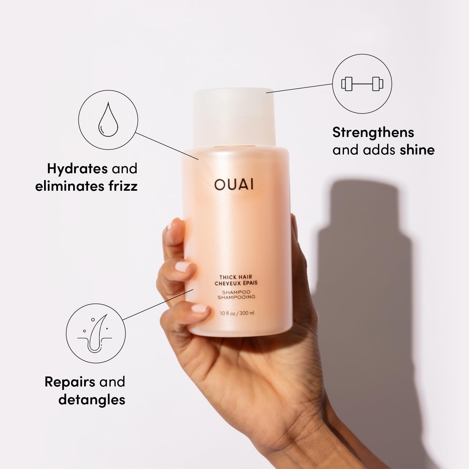 OUAI Fine Shampoo and Conditioner Set - Sulfate Free Shampoo and Conditioner for Fine Hair - Made with Keratin, Marshmallow Root, Shea Butter & Avocado Oil - Free of Parabens & Phthalates (10 Fl Oz)