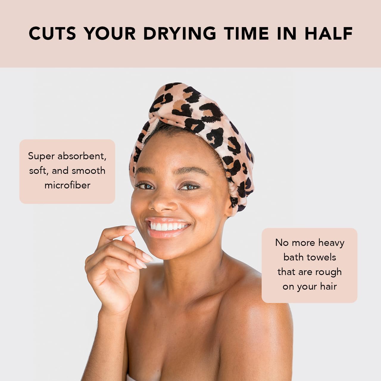Kitsch Microfiber Hair Towel Wrap - Quick Dry Curly Hair Wraps for Women Wet Hair | Microfiber Towel for Hair | Hair Drying Towel Wrap | Hair Towels for Women | Hair Turban for Wet Hair (Blush)