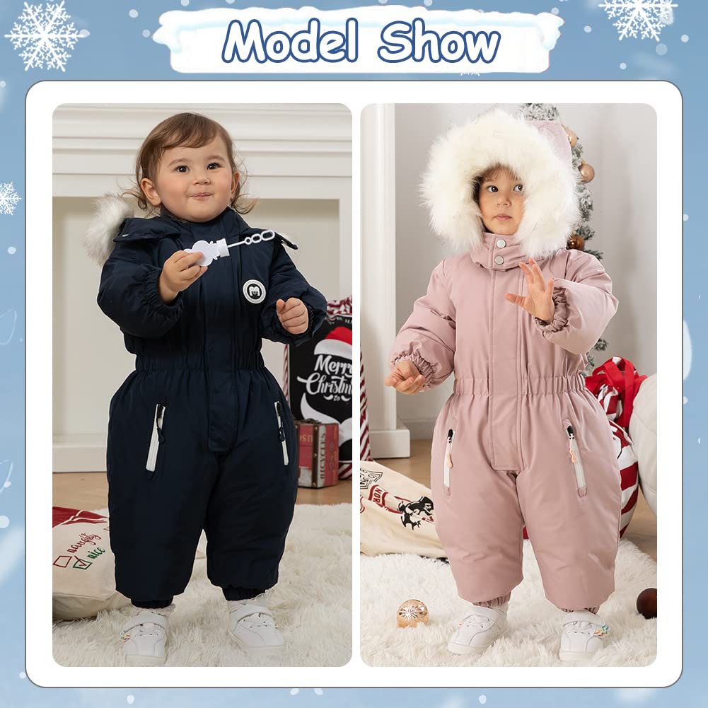 Xifamniy Toddler Snowsuit 2T 3T 4T 5T Ski Suit Baby Boy Girl Winter Clothes Coat Outwear Snow Suit Hooded Romper Jumpsuit