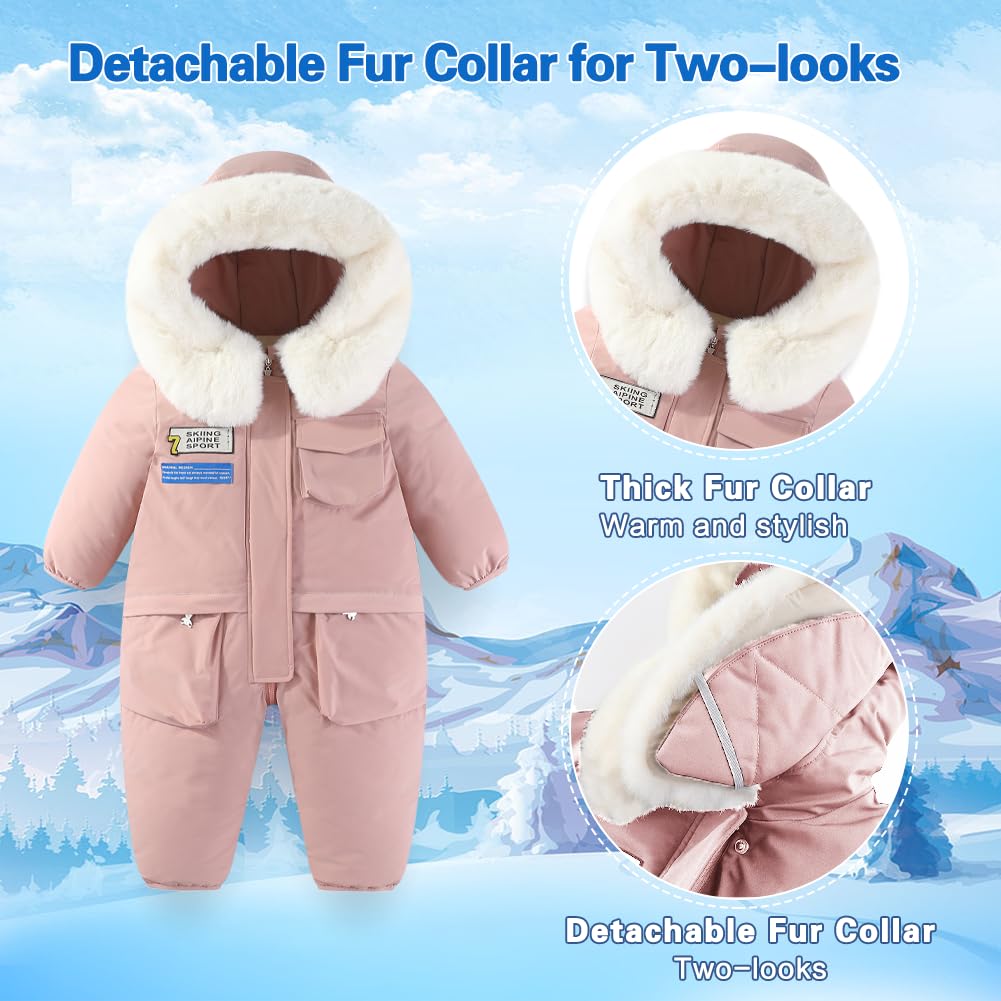 Xifamniy Toddler Snowsuit 2T 3T 4T 5T Ski Suit Baby Boy Girl Winter Clothes Coat Outwear Snow Suit Hooded Romper Jumpsuit