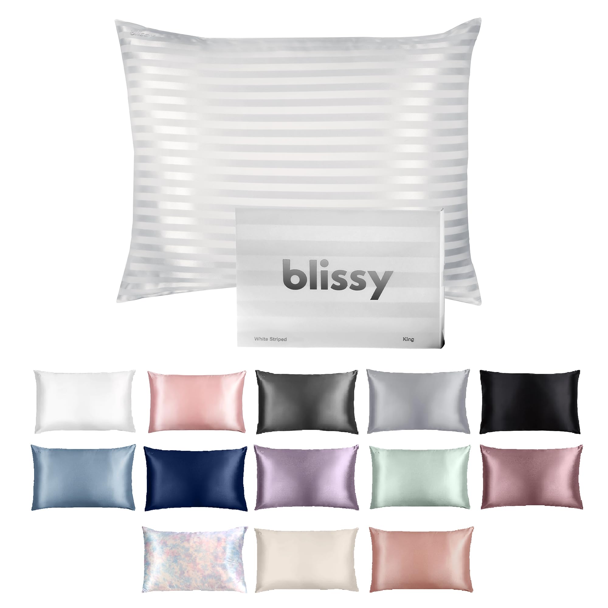 Blissy Silk Pillowcase - 100% Pure Mulberry Silk - 22 Momme 6A High-Grade Fibers - Silk Pillow Cover for Hair & Skin - Regular, Queen & King with Hidden Zipper (Queen, Champagne)