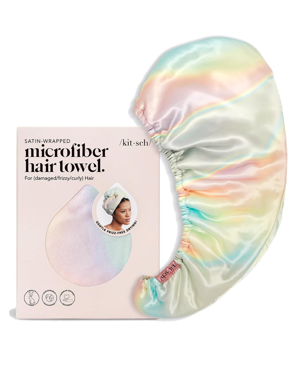 Kitsch Microfiber Hair Towel Wrap - Quick Dry Curly Hair Wraps for Women Wet Hair | Microfiber Towel for Hair | Hair Drying Towel Wrap | Hair Towels for Women | Hair Turban for Wet Hair (Blush)