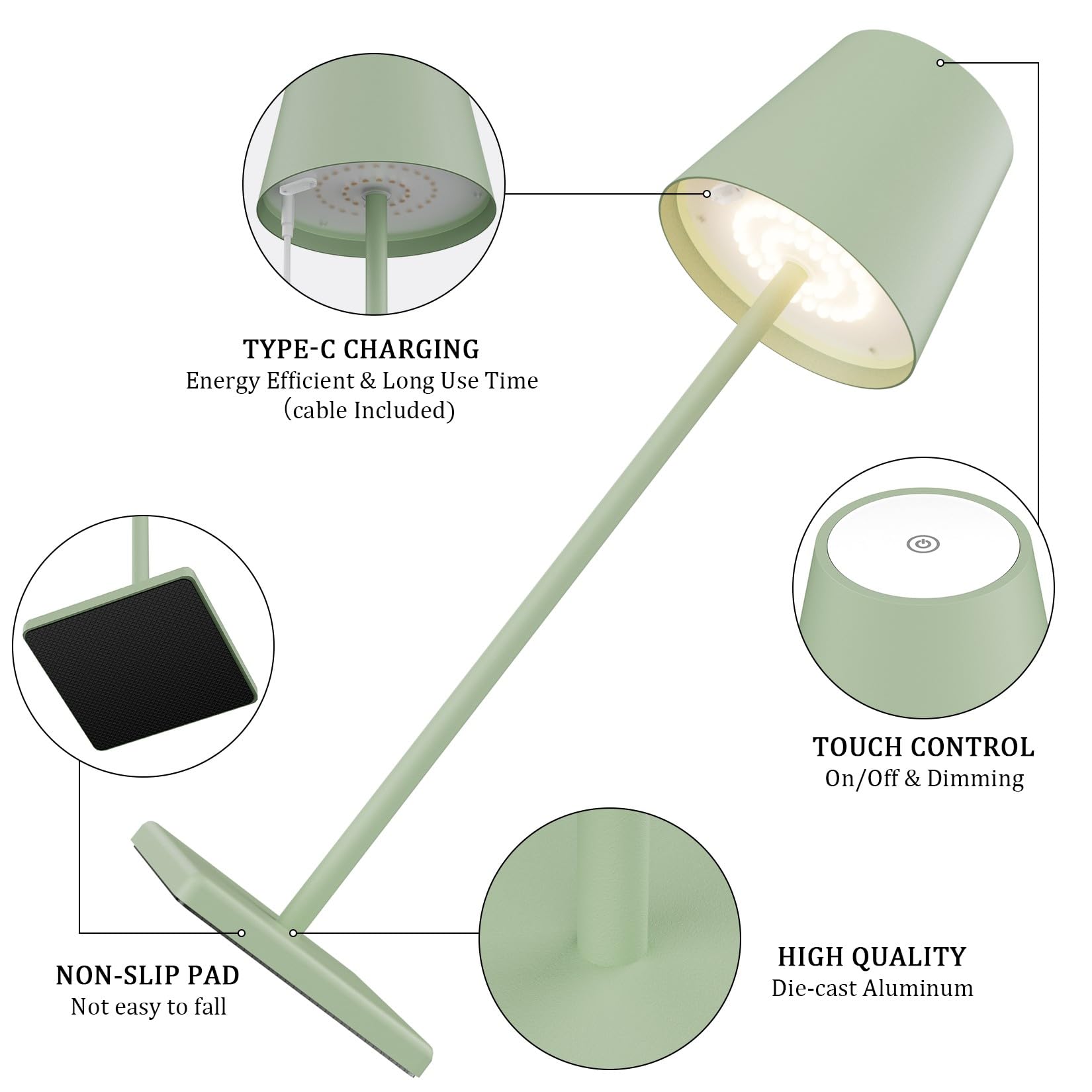 2-Pack LED Cordless Table Lamp, Rechargeable Battery Desk lamp 3W 5500mAh Battery Operated Stepless Dimming Modern Portable Table Light for Restaurant/Bedroom/Outdoor IP54 Waterproof (Off White)