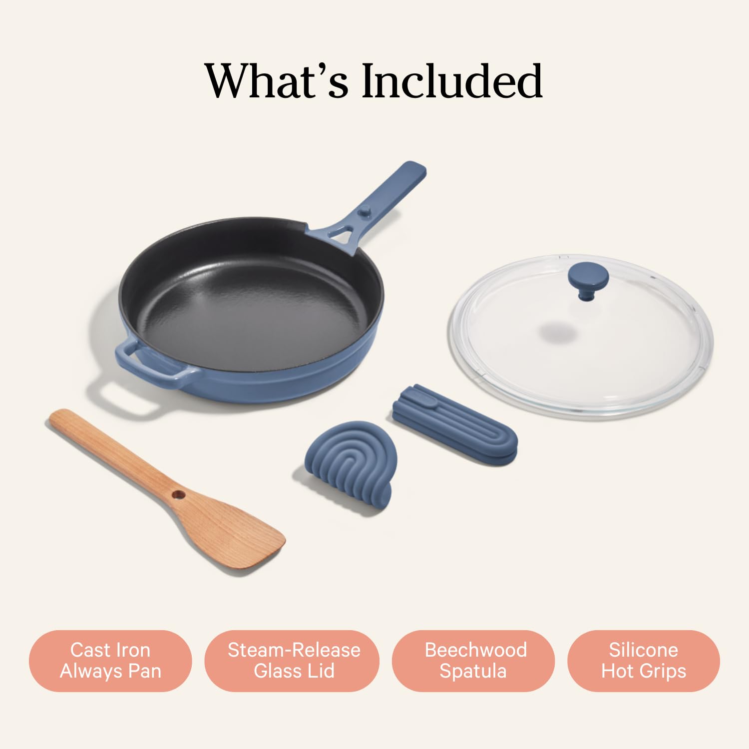 Our Place Cast Iron Always Pan | Premium Enameled, Toxin-Free Surface | 10-inch 8-in-1 Multifunctional Cookware System | Lid, Handle Covers | Heavy Duty Skillet | Oven & High Heat Safe | Sage