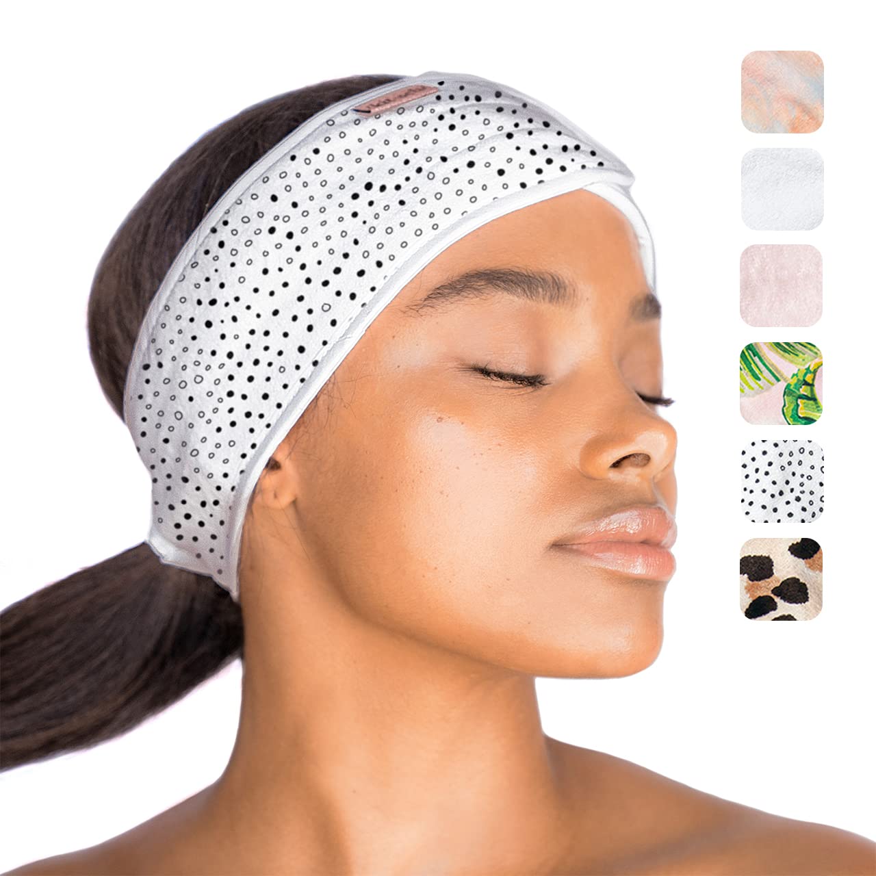 Kitsch Spa Multifunctional Microfiber Headband - Facial Skincare and Hair Band for Makeup Application, Face Washing | Micro Dot Design