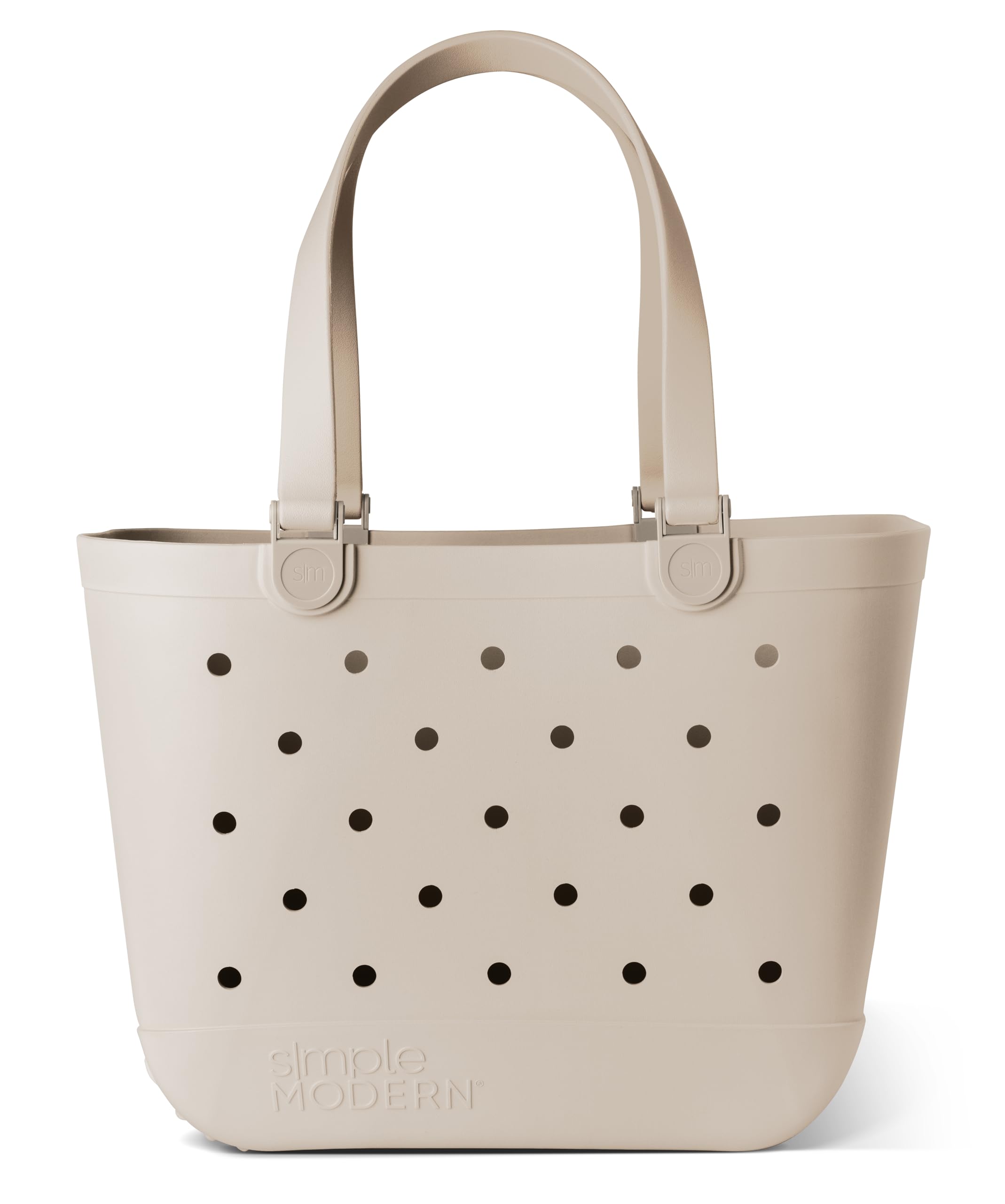 Simple Modern Beach Bag Rubber Tote | Waterproof Medium Tote Bag with Zipper Pocket for Pool, Groceries, Sports | Gifts For Women | Getaway Bag Collection | Almond Birch