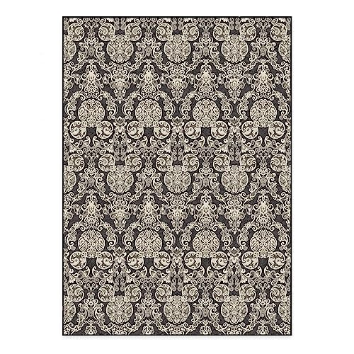 RUGGABLE Disney Traditional Mickey Mouse Washable Rug - Perfect Area Rug for Nursery Playroom Kids Room - Pet & Child Friendly - Stain & Water Resistant - Damask Grey 3&