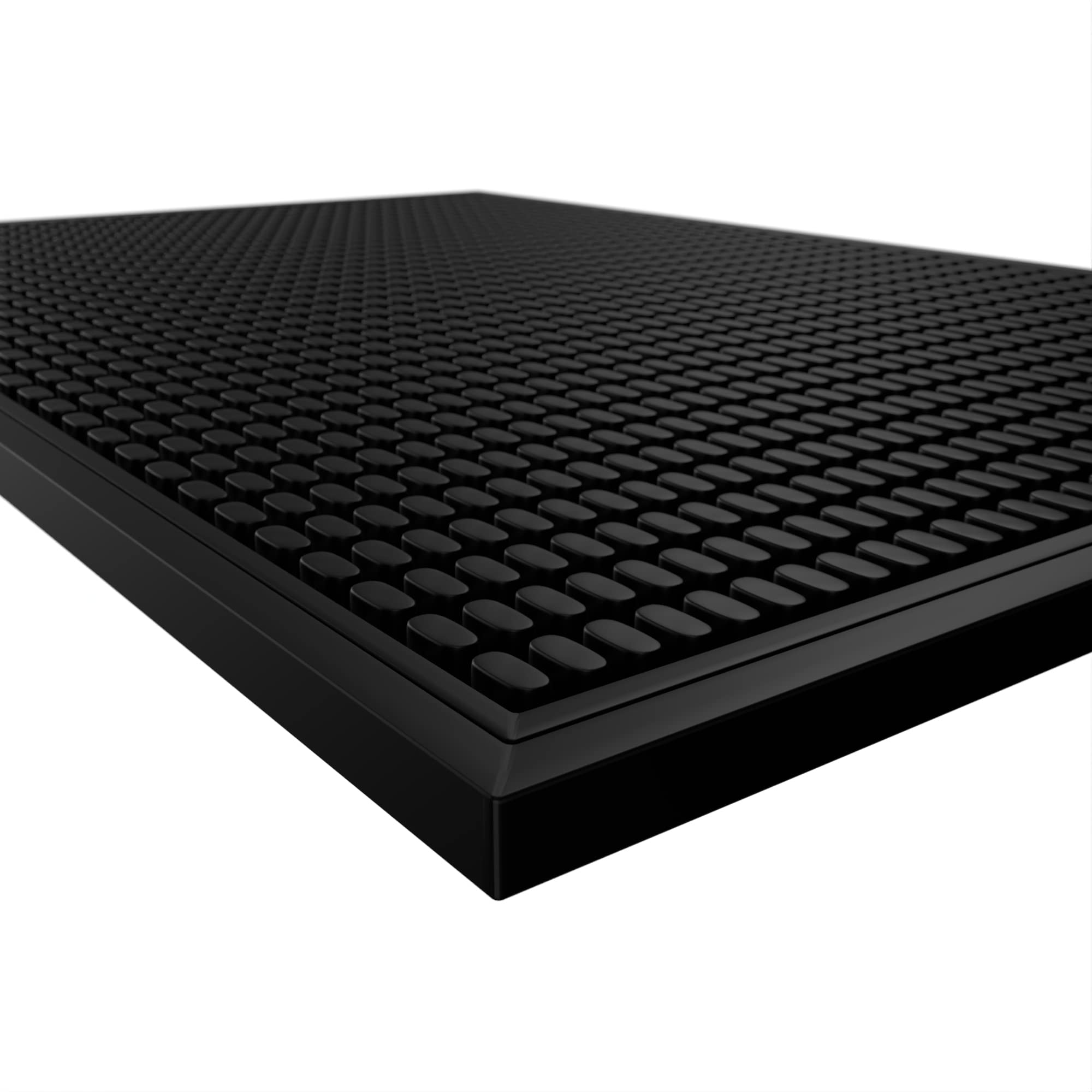 Highball & Chaser Premium Bar Mat 18in x 12in 1cm Thick Durable and Stylish Service Bar Mat for Spills, Bars, Restaurants, Counter Top Dish Drying Mat, Glass Drying Mat (1 Pack, Black Border)