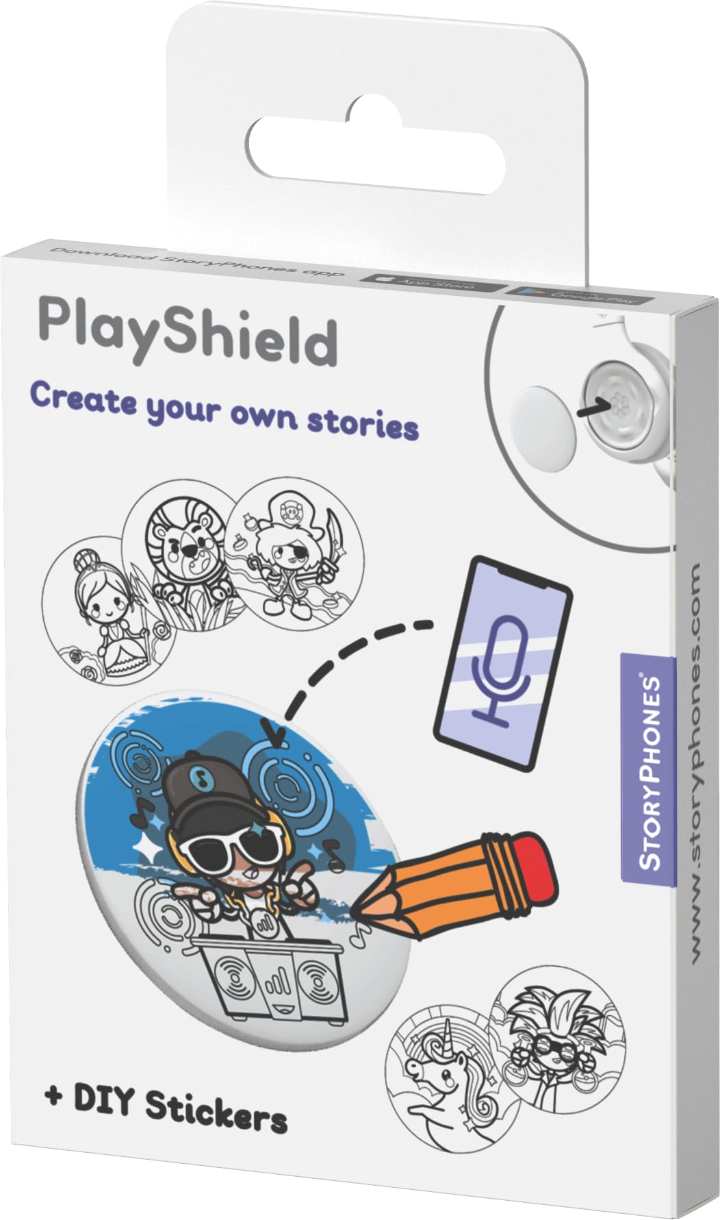 StoryPhones StoryShield, Disney Pixar Collection Audio Stories - Toy Story, Monster Inc, The Incredibles Bundle, Screen Free Audio Story for Kids