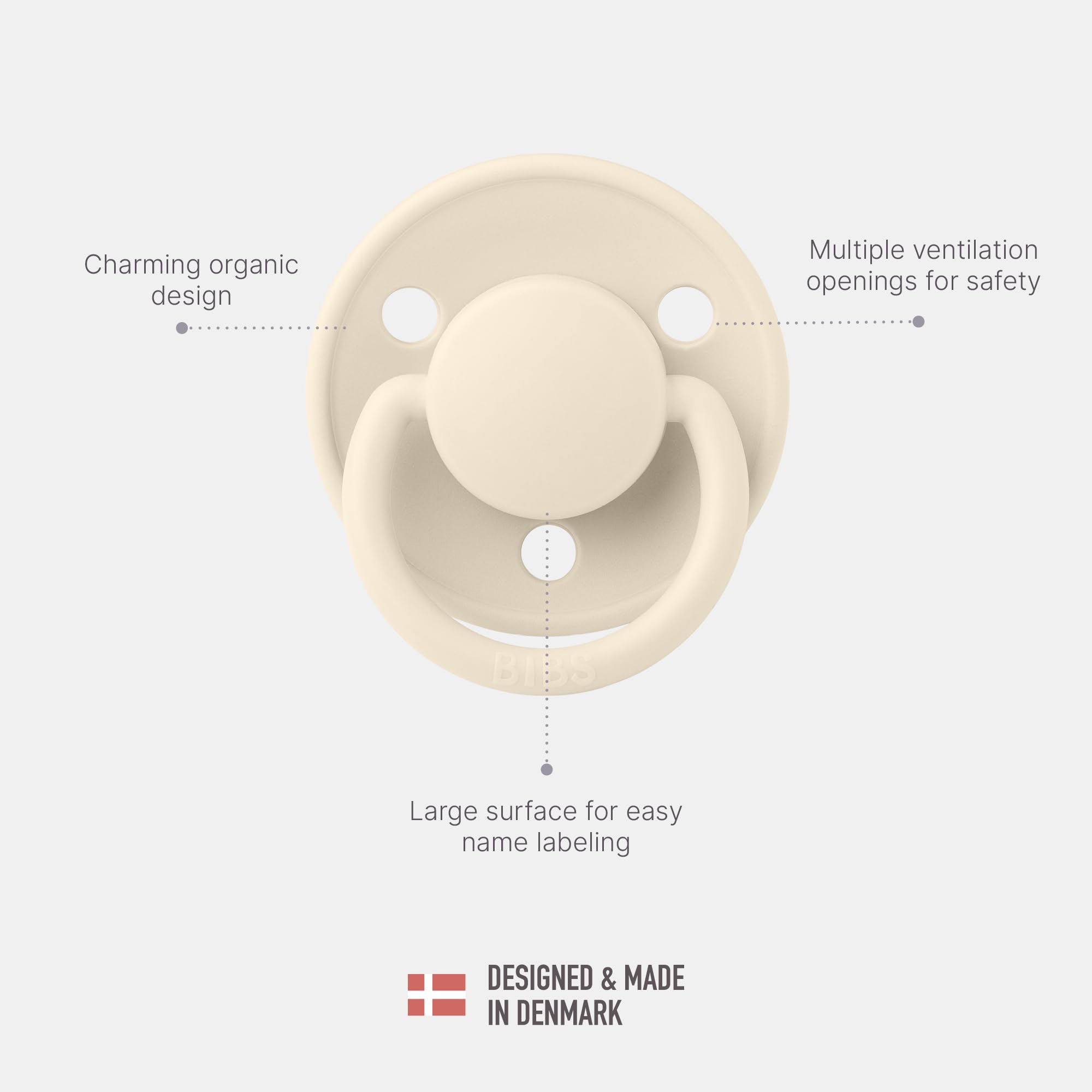 BIBS De Lux Baby Pacifier 2-Pack | Made in Denmark | BPA Free Dummy Soother, Round Nipple. Natural Rubber Latex, Size 2 (6-18 Months), Vanilla/Dark Oak