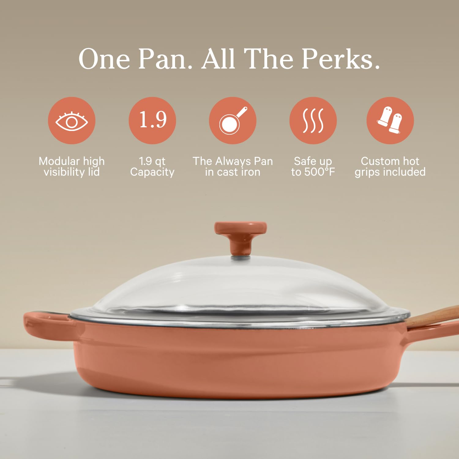 Our Place Cast Iron Always Pan | Premium Enameled, Toxin-Free Surface | 10-inch 8-in-1 Multifunctional Cookware System | Lid, Handle Covers | Heavy Duty Skillet | Oven & High Heat Safe | Sage