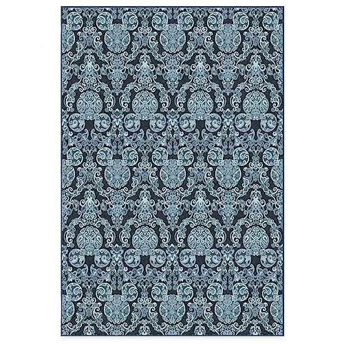 RUGGABLE Disney Traditional Mickey Mouse Washable Rug - Perfect Area Rug for Nursery Playroom Kids Room - Pet & Child Friendly - Stain & Water Resistant - Damask Grey 3&