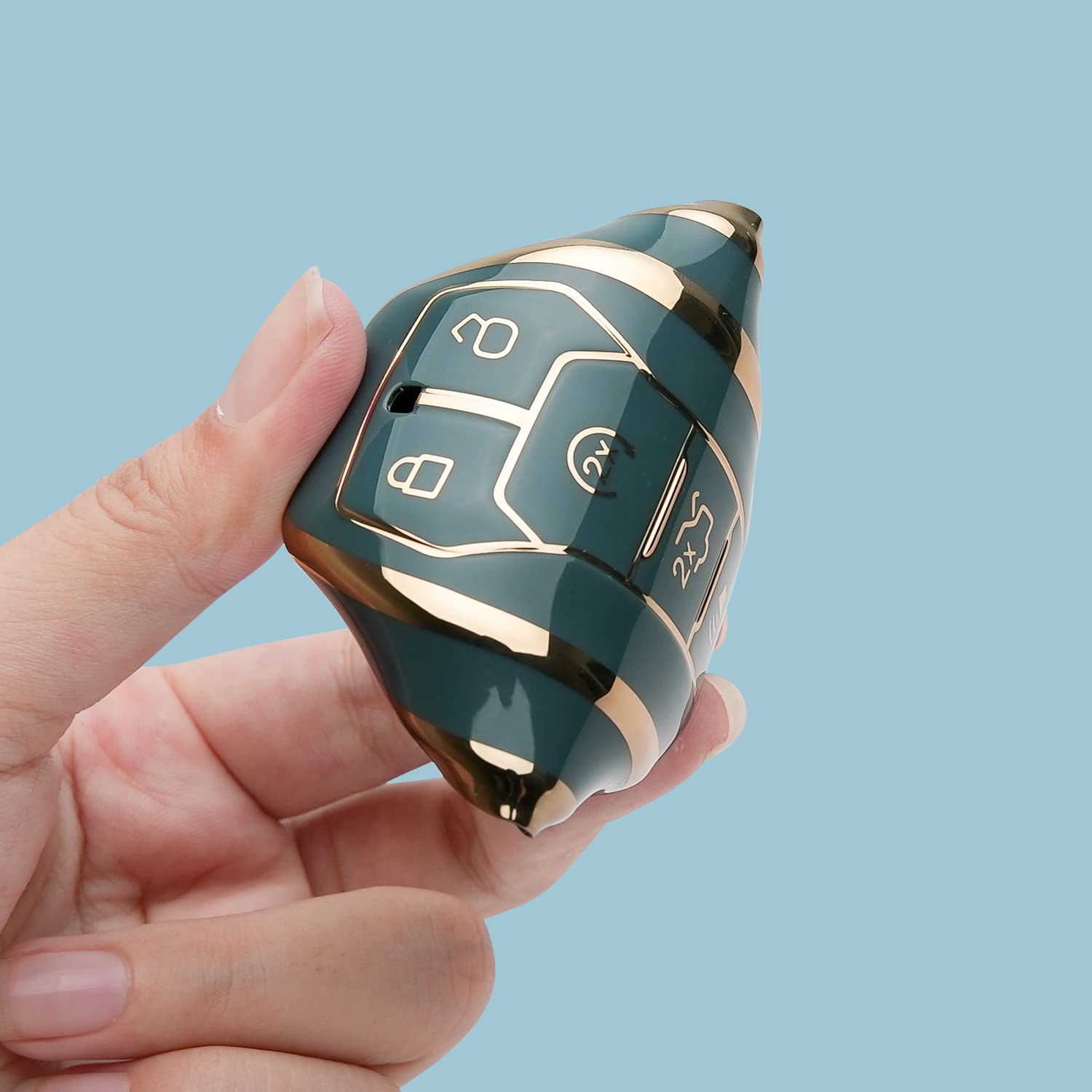 for Ford Key Fob Cover Keychain Fit for 2013-2016 Fusion 2015-2017 Mustang F-150 Explorer,Smart Key Shell Case (Ivory White)