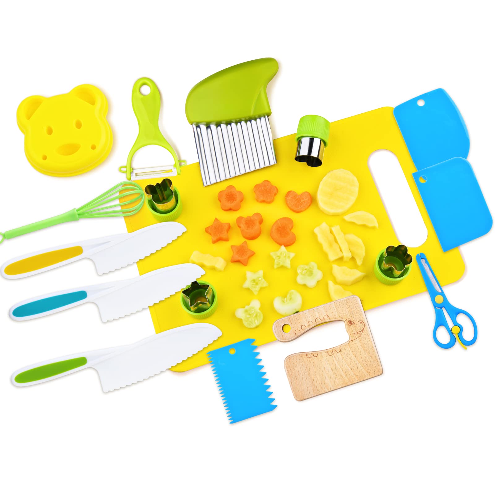 Montessori Kitchen Tools for Toddlers-Kids Cooking Sets Real-Toddler Safe Knives Set (13pcs)