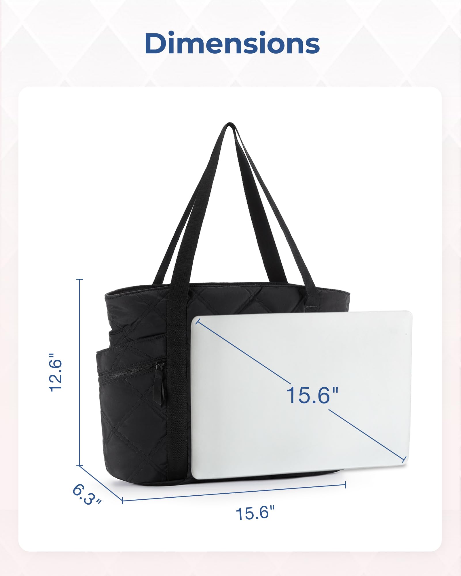 BAGSMART Tote Bag for Women, Puffer Tote Bags with Zipper, Travel Essentials Quilted Nurse Bag Carry On Bag Gifts for Women
