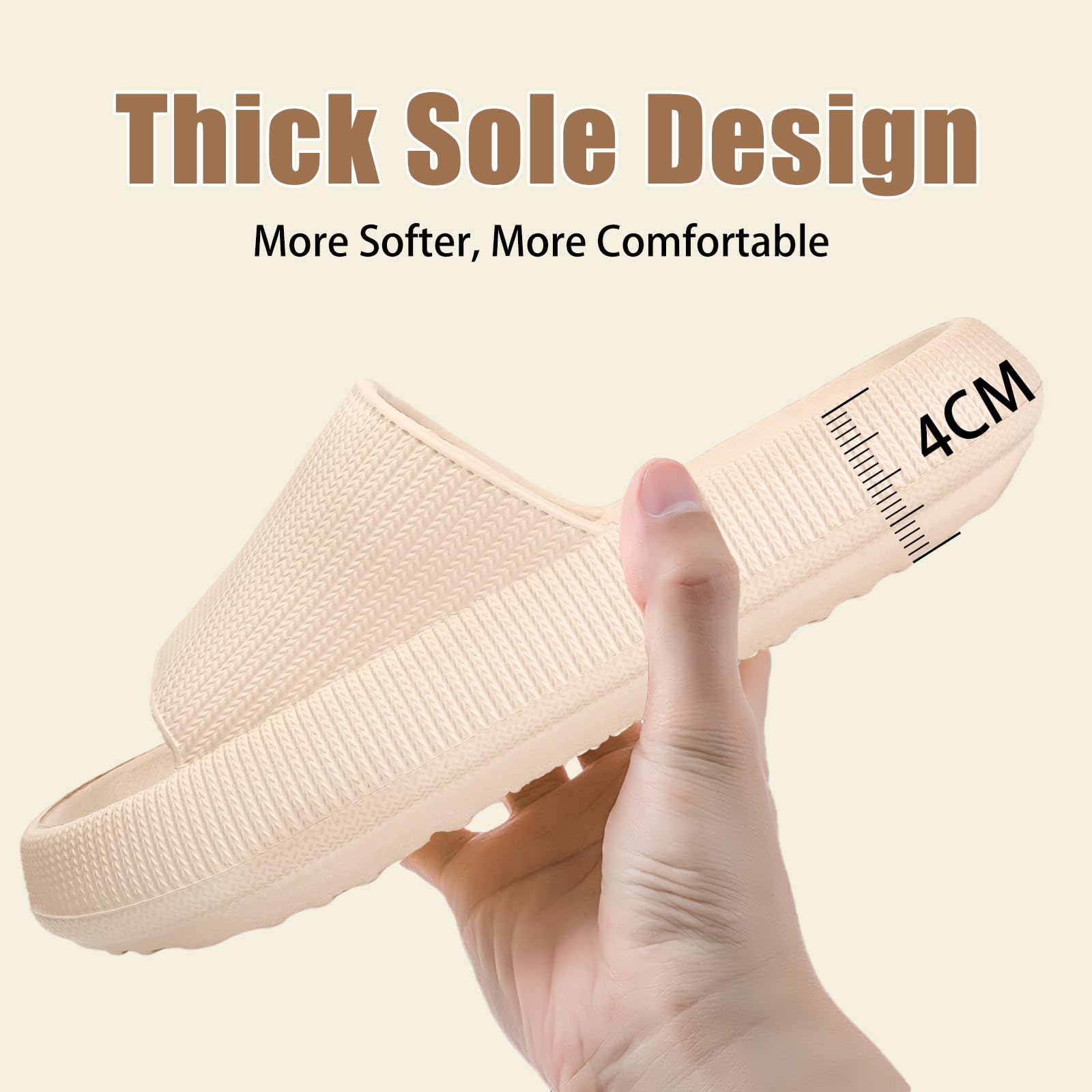 rosyclo Cloud Slippers for Women and Men, Pillow House Slippers Shower Shoes Indoor Slides Bathroom Sandals, Ultimate Comfort, Lightweight, Thick Sole, Non-Slip, Easy to Clean