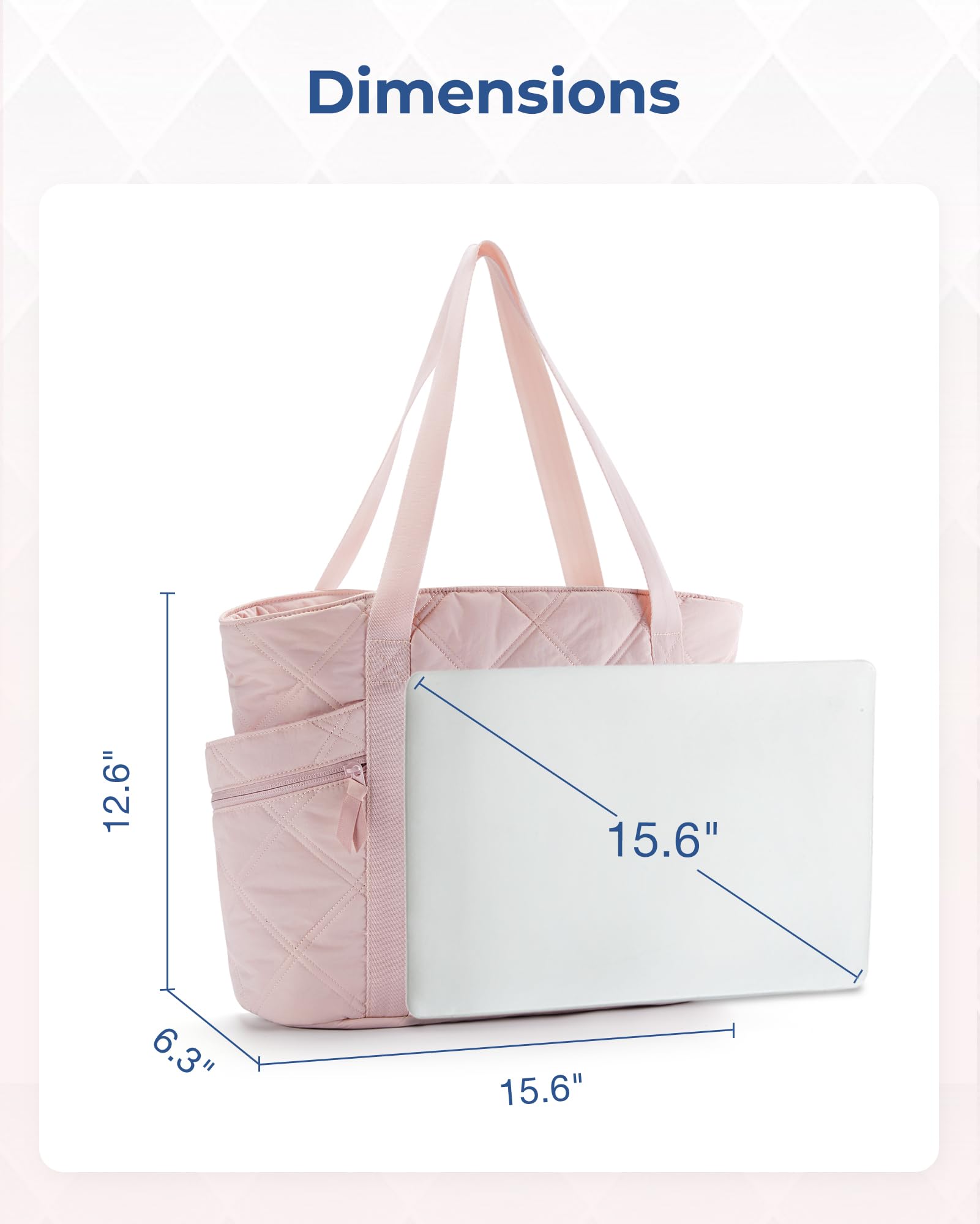 BAGSMART Tote Bag for Women, Puffer Tote Bags with Zipper, Travel Essentials Quilted Nurse Bag Carry On Bag Gifts for Women