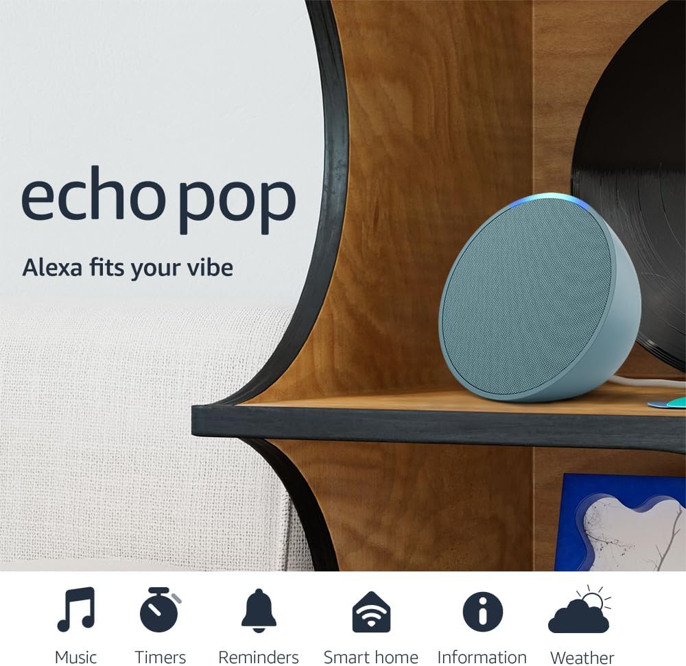 Amazon Echo Pop (newest model), Full sound compact smart speaker with Alexa, Lavender Bloom