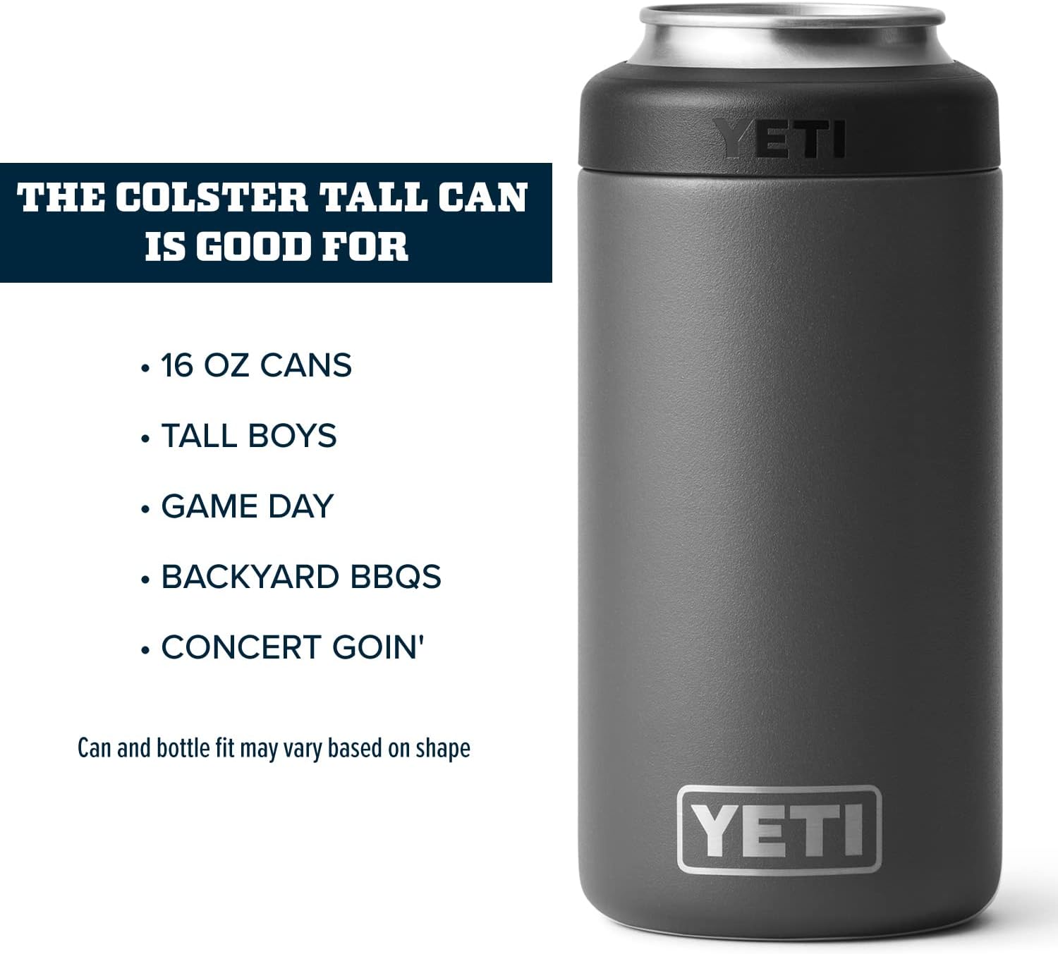 YETI Rambler 16 oz. Colster Tall Can Insulator for Tallboys & 16 oz. Cans, Charcoal (NO CAN Insert)