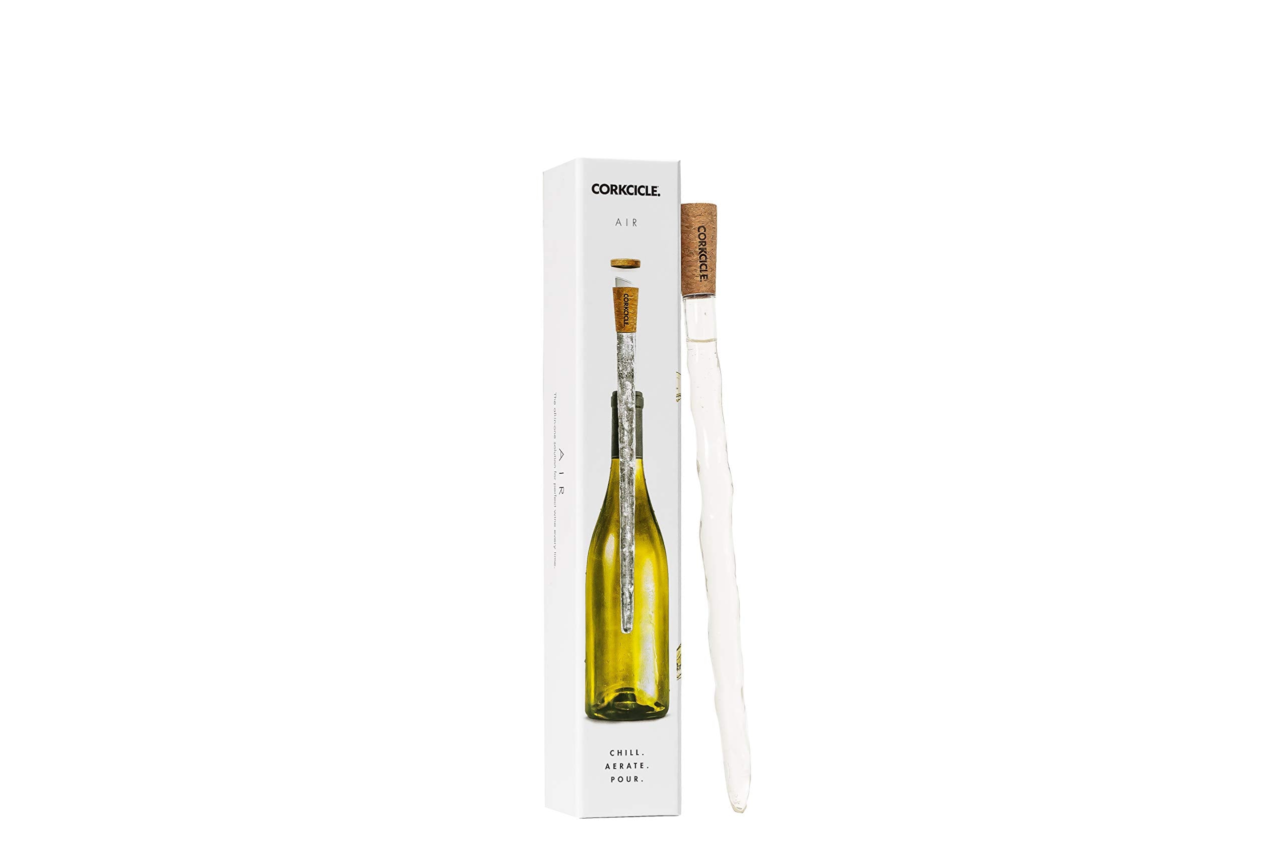Corkcicle Air Wine Bottle Chiller, 0.94” x 0.94” x 12” – Keep Chilled Whites Cold & Bring Room Temp Reds to Cellar Temp in 15 Minutes with the Wine Chiller – Convenient Pour-Through with Aerator