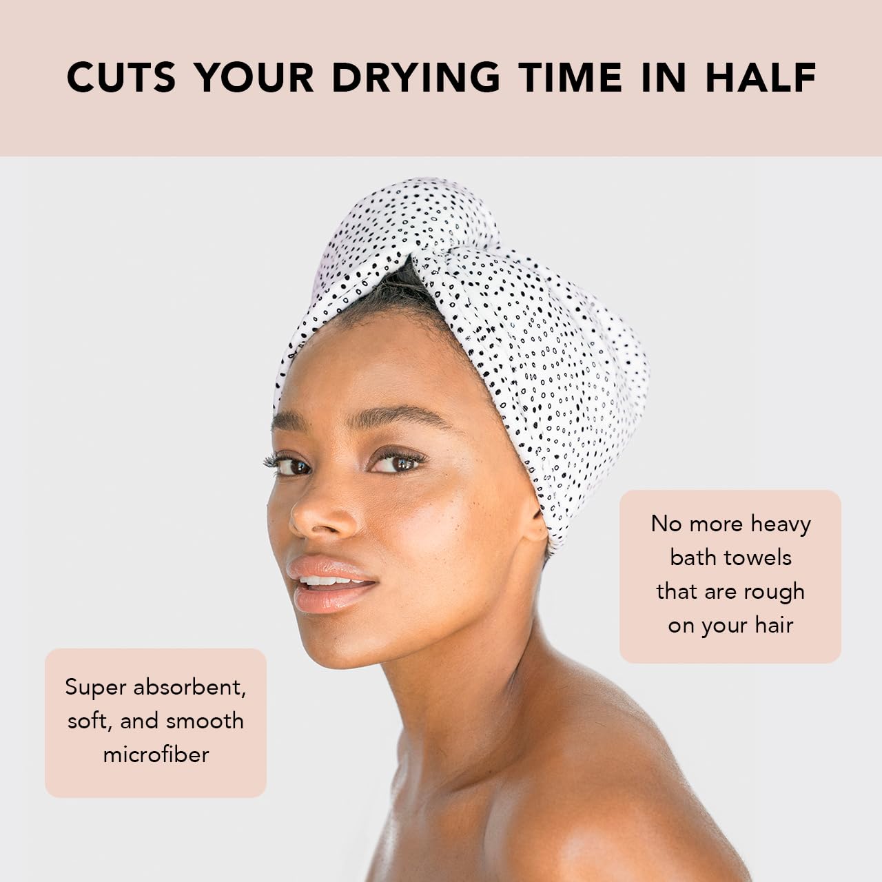 Kitsch Microfiber Hair Towel Wrap - Quick Dry Curly Hair Wraps for Women Wet Hair | Microfiber Towel for Hair | Hair Drying Towel Wrap | Hair Towels for Women | Hair Turban for Wet Hair (Blush)