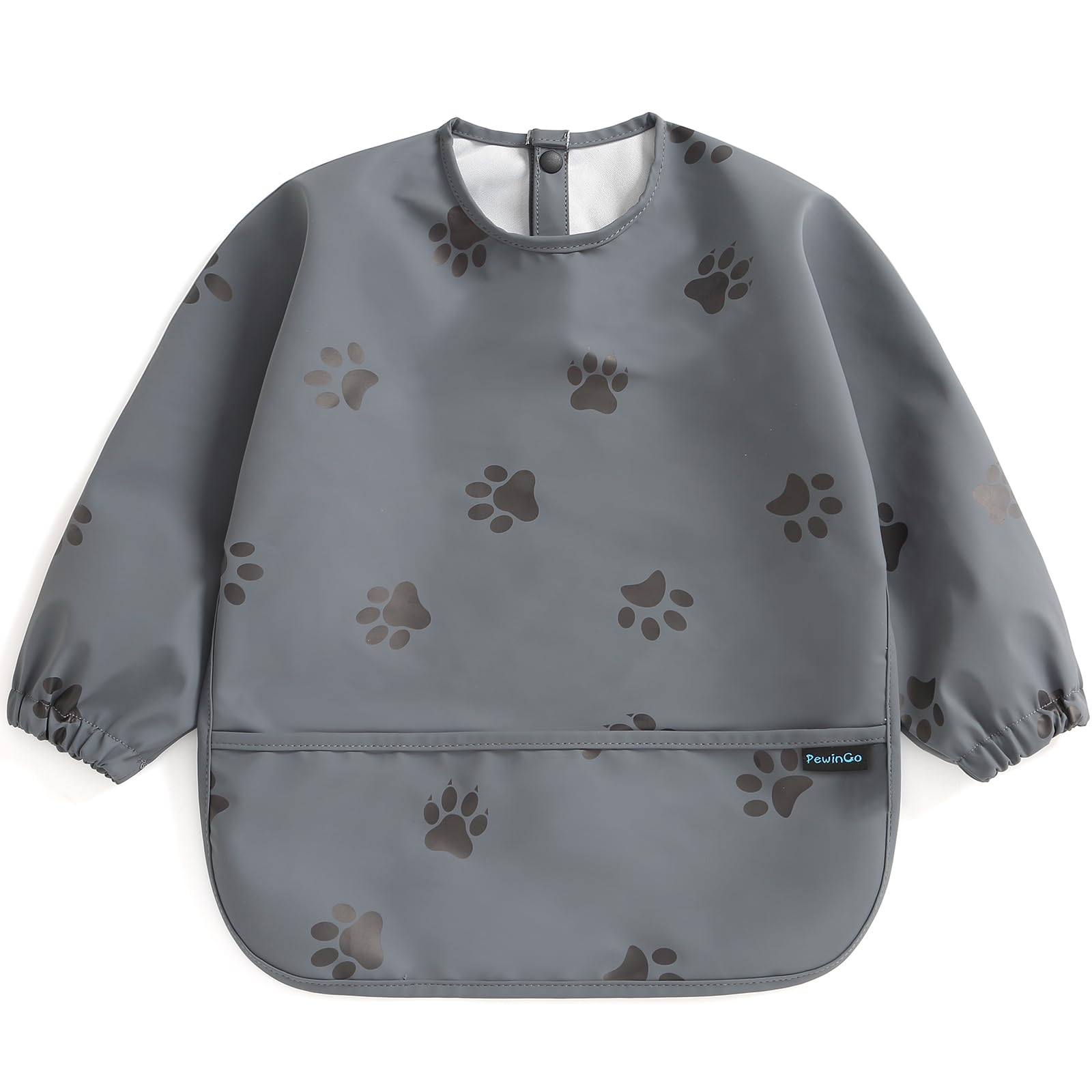 PewinGo Weaning Bib with Long Sleeves & BLW, Soft and Skin-Friendly Material, Coverall Bibs for Baby Feeding, Waterproof and Easy to Clean & Machine Washable, for Baby Infant Toddlers (Pink)