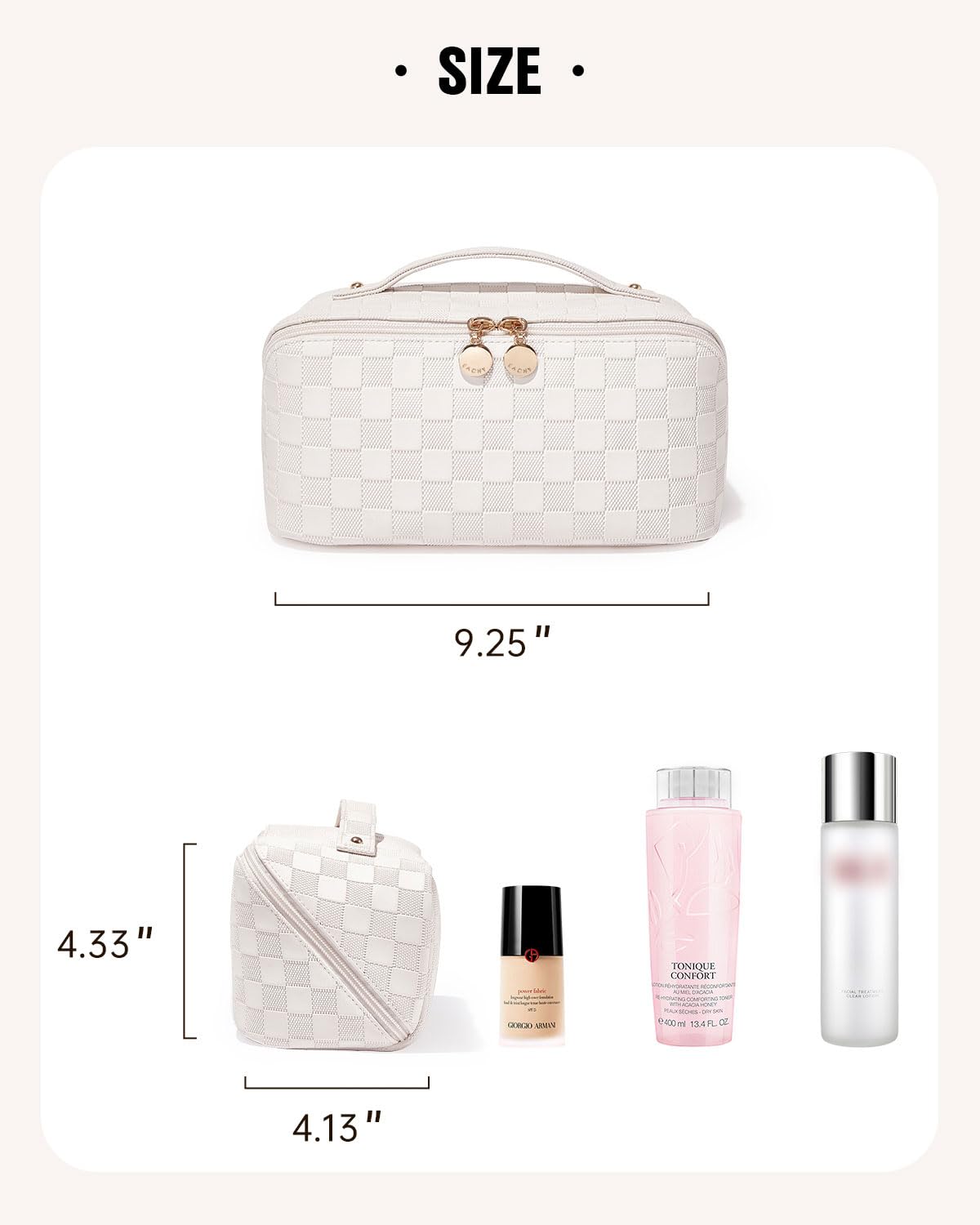 EACHY Travel Makeup Bag,Large Capacity Cosmetic Bags for Women,Waterproof Portable Pouch Open Flat Toiletry Bag Make up Organizer with Divider and Handle
