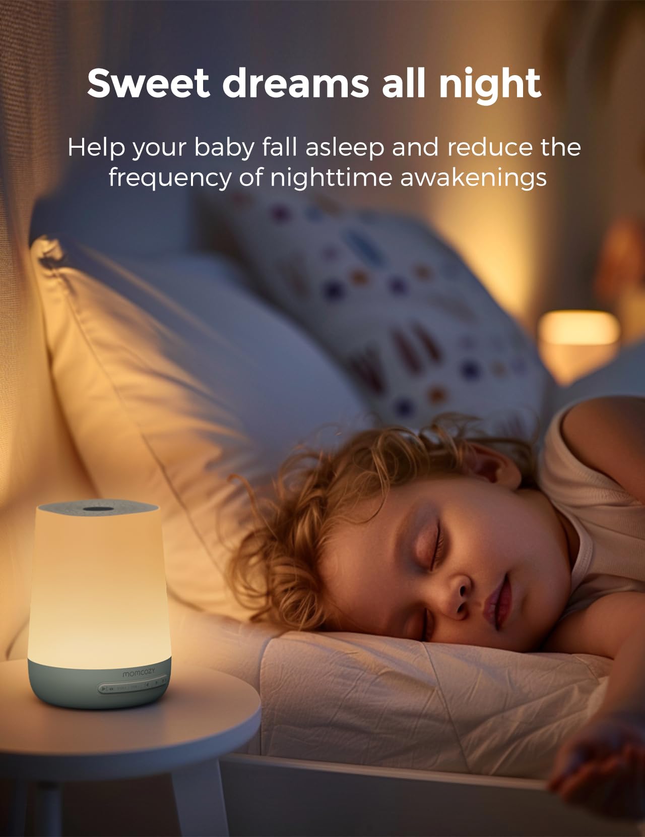 Baby Sound Machine, Momcozy White Noise Machine for Baby Sleeping with Night Light, Toddler Sleep Trainer 34 Soothing Sleep Sounds, Timer, App Remote Control, Personal Sleep Routine Alarm Clock(Blue)