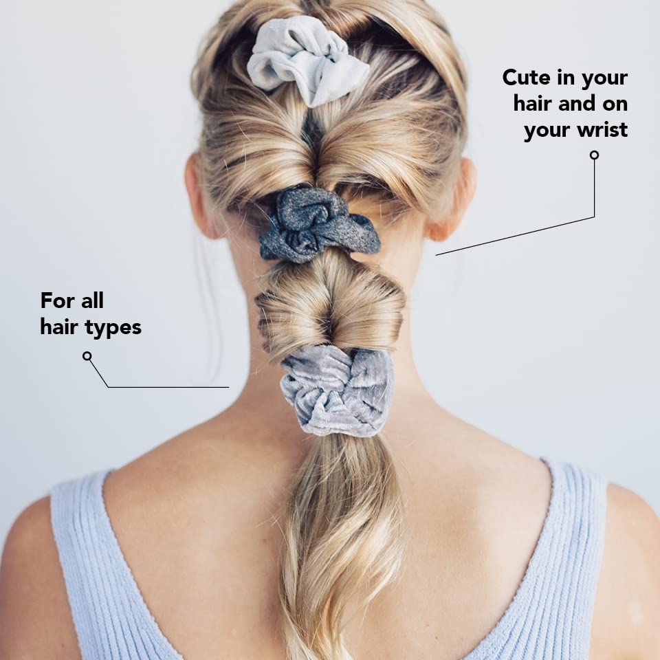 Kitsch 5 Count Velvet Hair Scrunchies for Women - Hair Ties for Thick Hair, Girls, Women, Cute Scrunchies, Soft Hair Accessories, Blush/Mauve