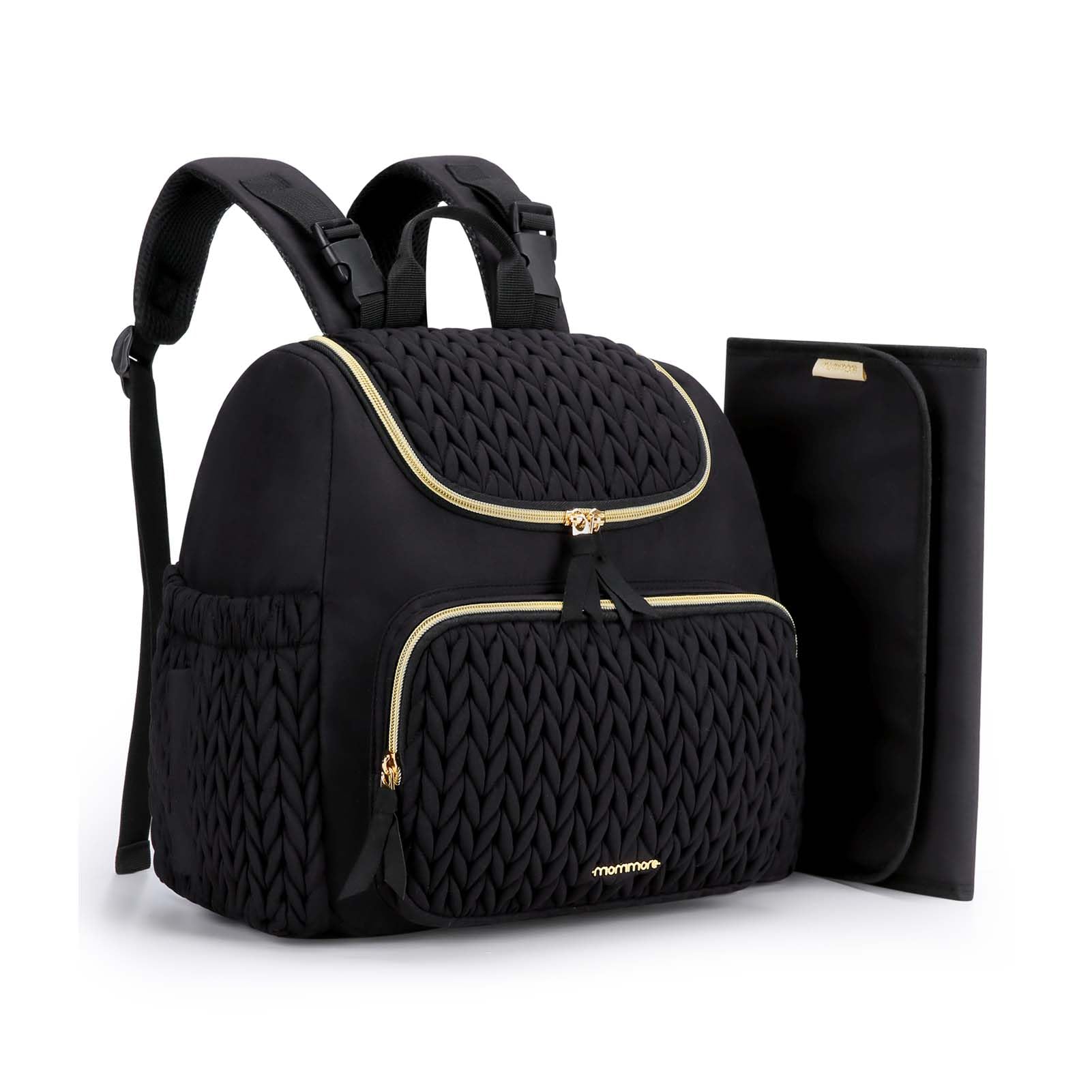 mommore Diaper Bag Small Diaper Backpack Stylish Baby Backpacks Travel Mini Maternity Bags with Insulated Pockets, Changing Pad, Stroller Straps