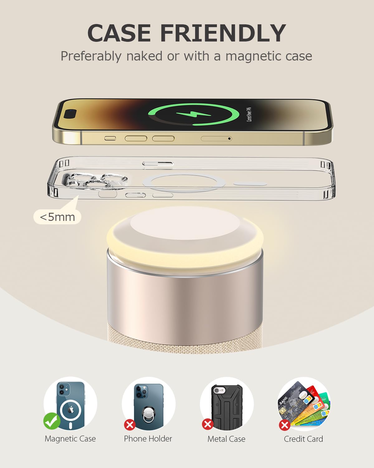 COLSUR Bluetooth Speaker, Magnetic Wireless Charger, Bluetooth Speakers with Night Light, 2 in 1 Wireless Charging Station for iPhone 16/15/14/13/12 Series, AirPods Pro/3/2(Gift Ideal)