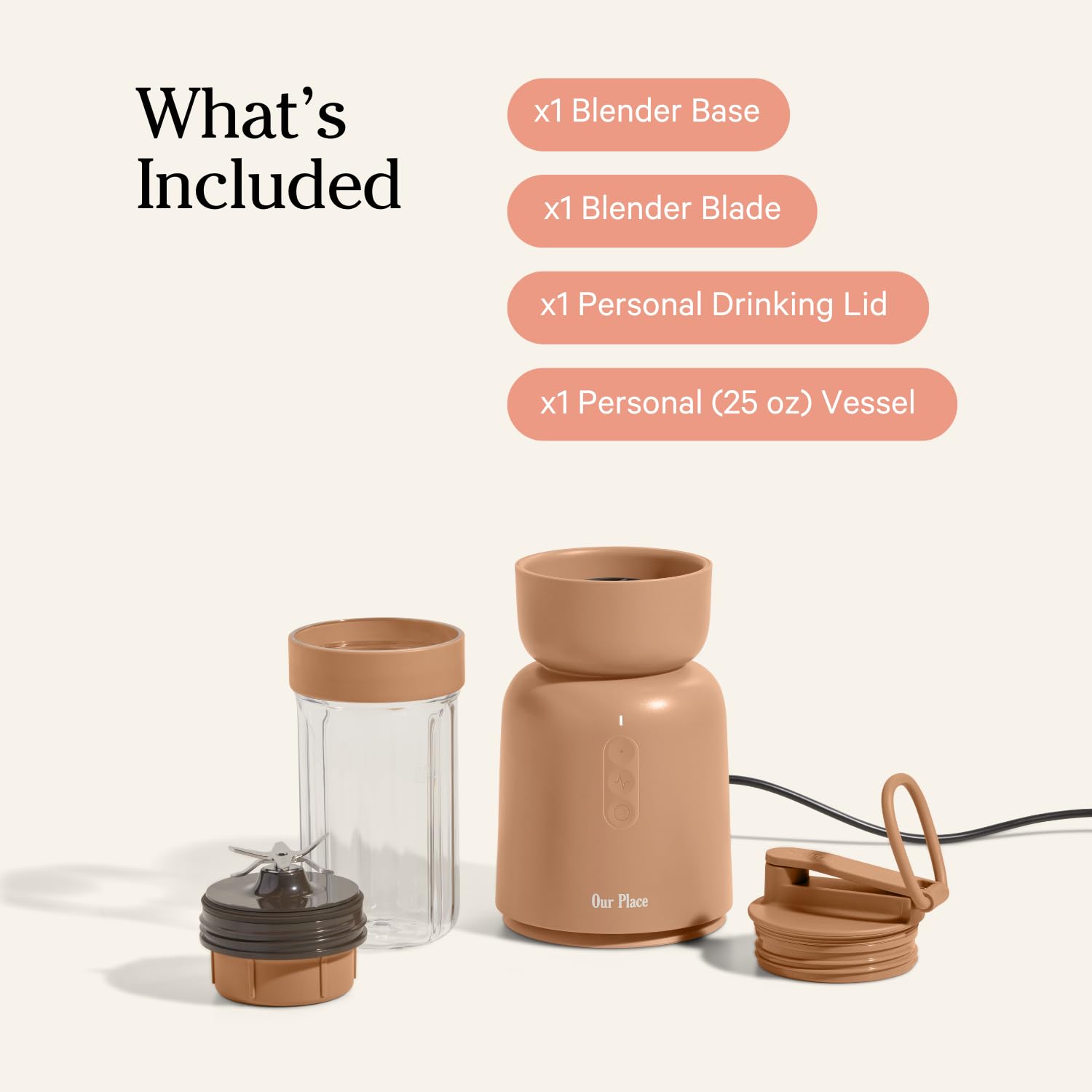 Our Place Splendor Blender - 1000W High-Power | Ultra-Sharp Blades | 2 Blending Modes | Includes 25 oz Personal Cup and Drinking Lid Set | Smoothies, Shakes & More | Blue Salt