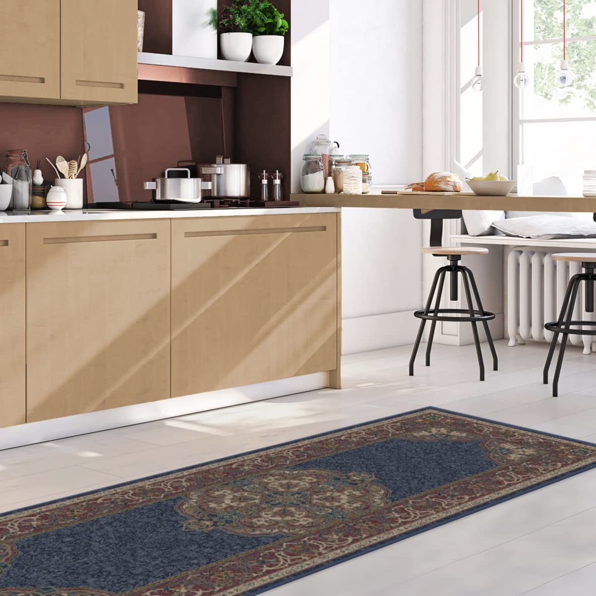 RUGGABLE Disney Traditional Mickey Mouse Washable Rug - Perfect Area Rug for Nursery Playroom Kids Room - Pet & Child Friendly - Stain & Water Resistant - Damask Grey 3&