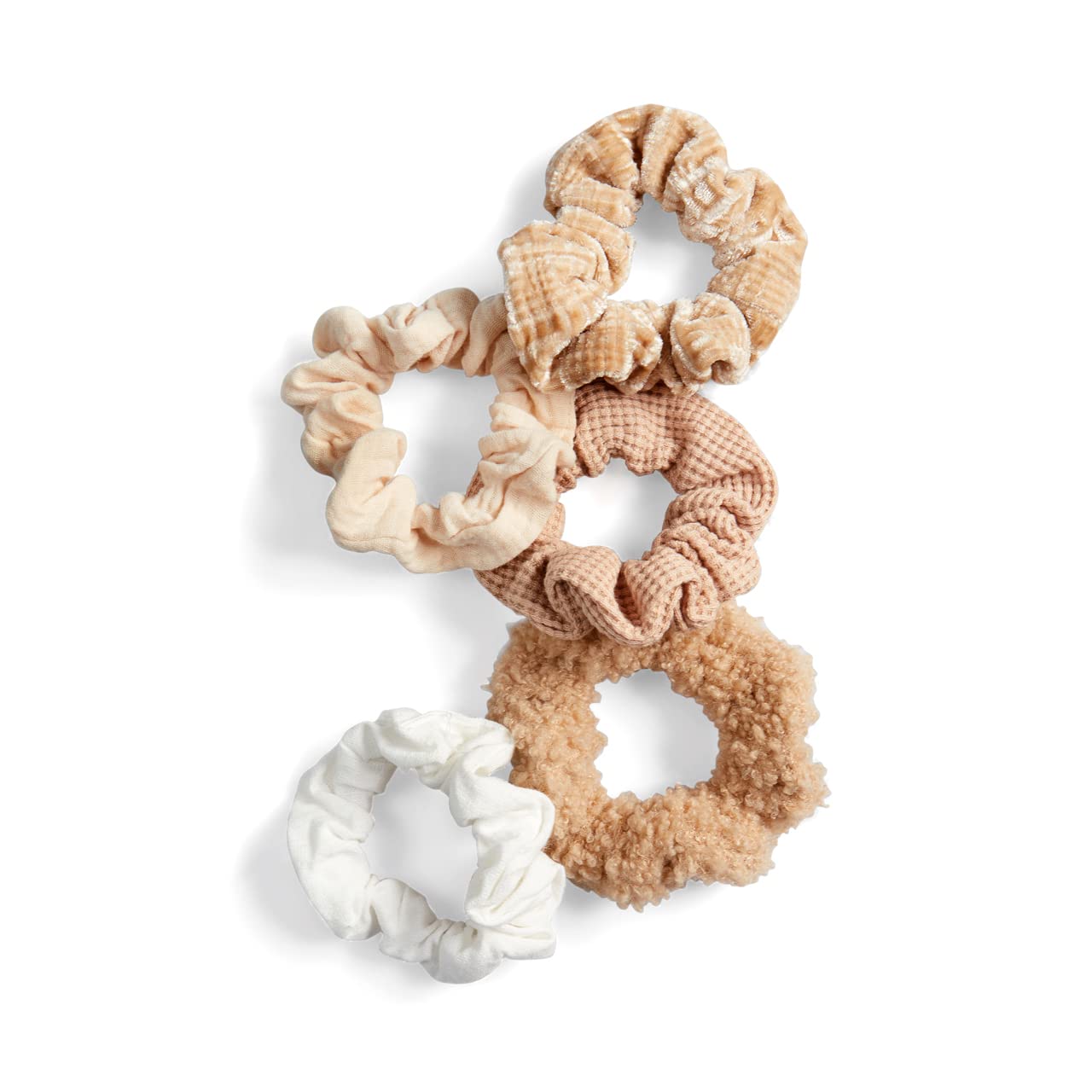 Kitsch 5 Count Velvet Hair Scrunchies for Women - Hair Ties for Thick Hair, Girls, Women, Cute Scrunchies, Soft Hair Accessories, Blush/Mauve