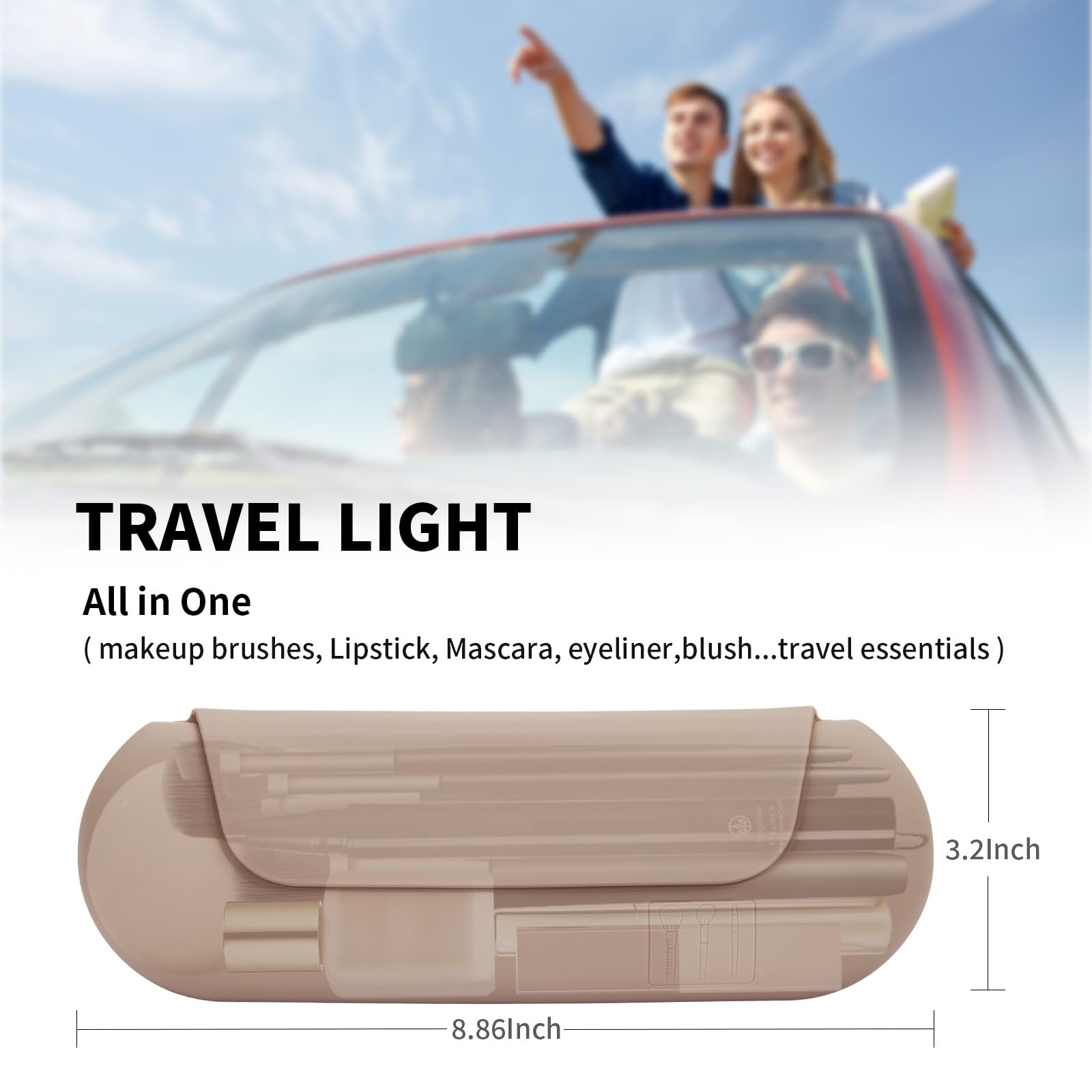 AGIKET Silicone Makeup Brush Holder Travel Cosmetic Bag:Soft Portable Cosmetic Face Brushes Holder with Upgrade Anti-Fall Out Magnetic Closure, Large Travel Makeup Brush Case - Walnut