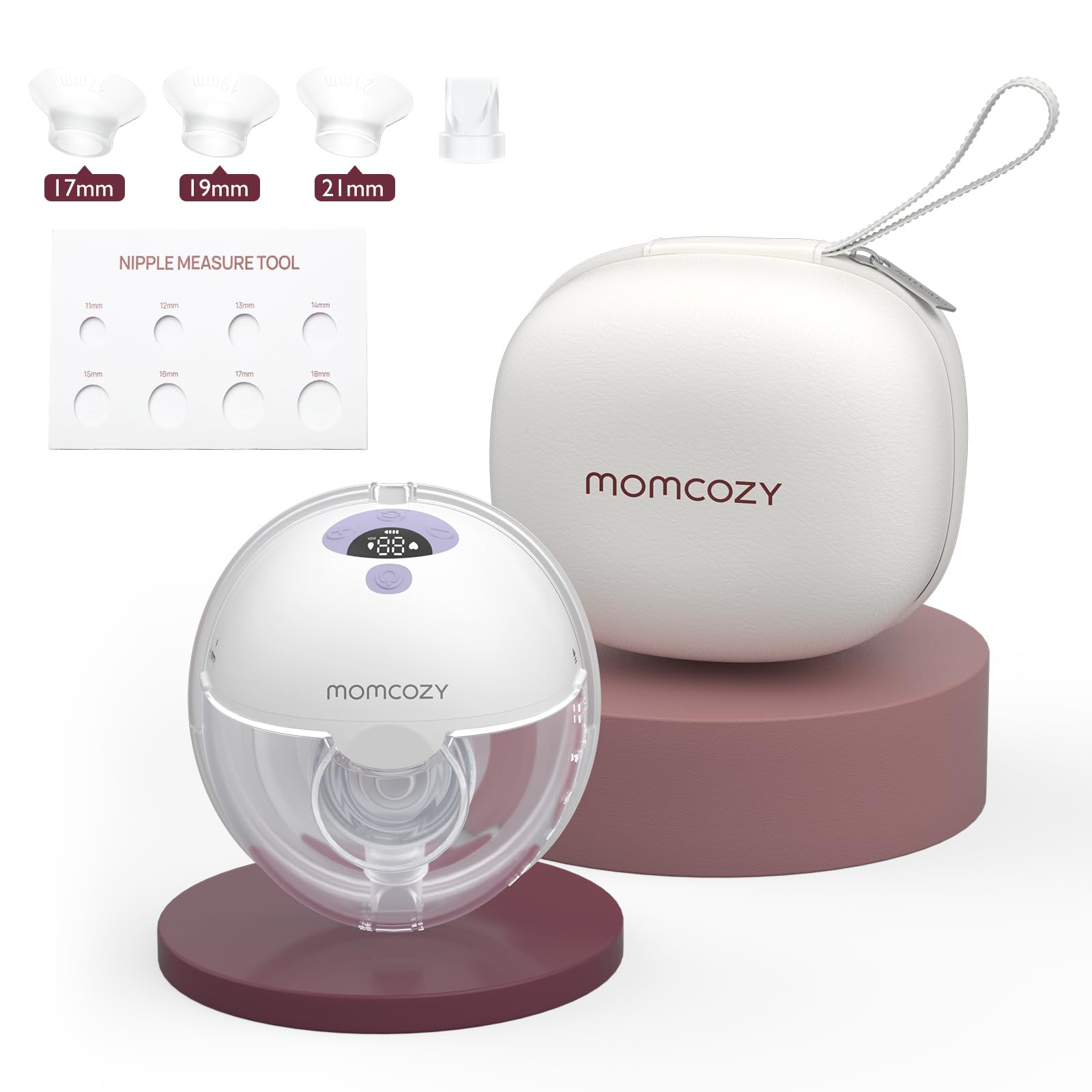 Momcozy Breast Pump Hands Free M5, Wearable Breast Pump of Baby Mouth Double-Sealed Flange with 3 Modes & 9 Levels, Electric Breast Pump Portable - 24mm, 2 Pack Mint