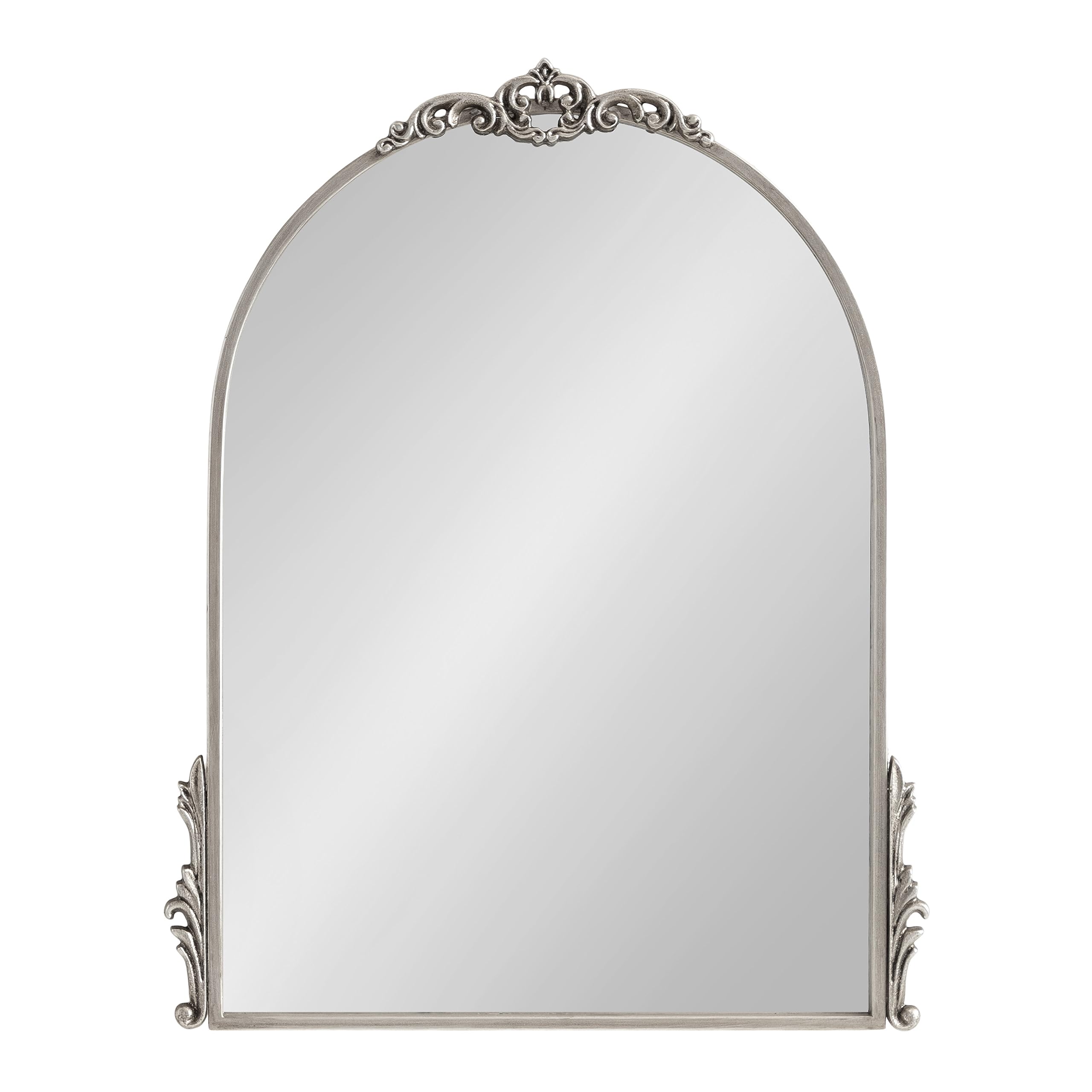 Kate and Laurel Myrcelle Traditional Arched Mirror, 25 x 33, Gold, Decorative Large Arch Mirror with Ornate Garland Detailing Along The Crown and Edges of The Frame