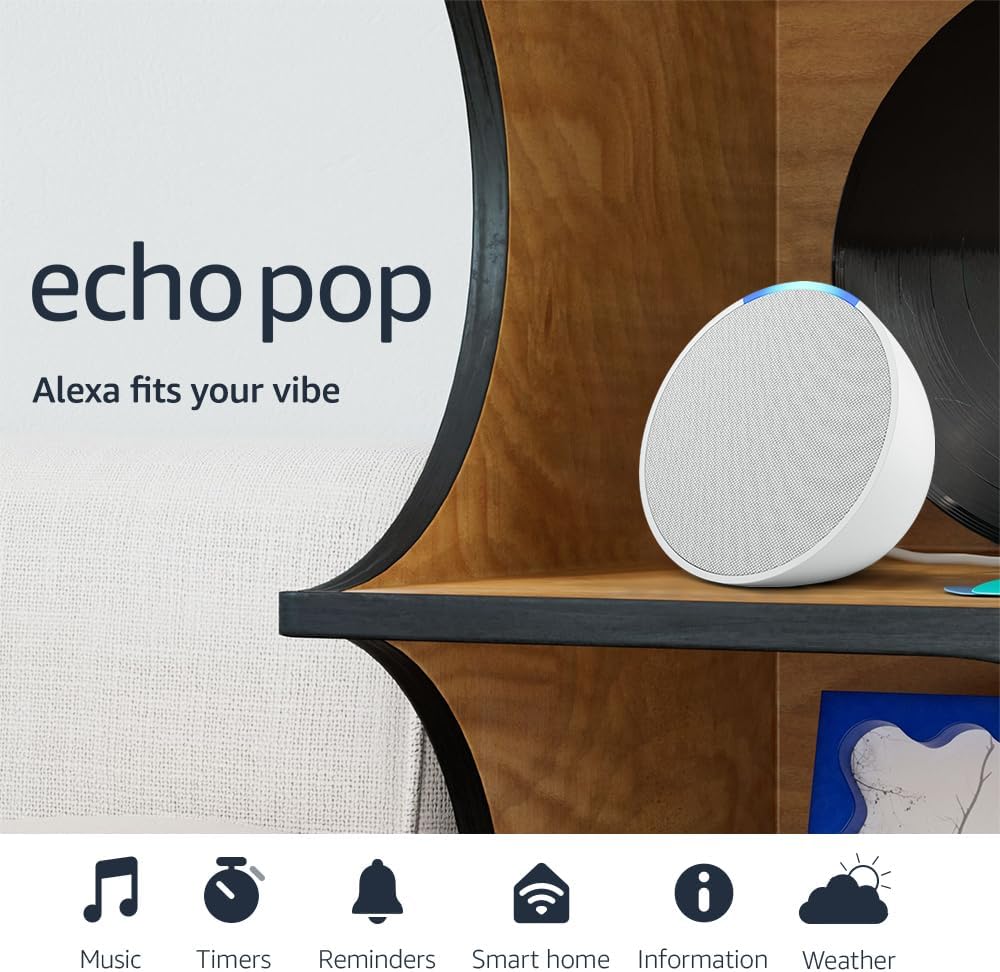 Amazon Echo Pop (newest model), Full sound compact smart speaker with Alexa, Lavender Bloom