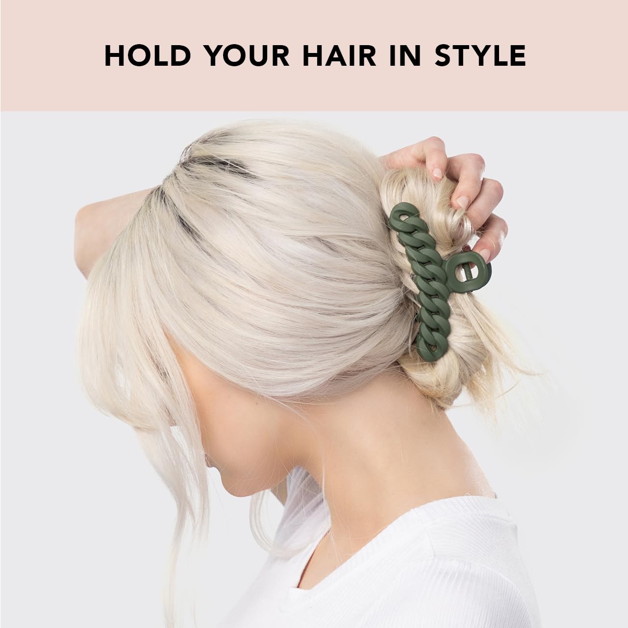 Kitsch Recycled Plastic Large Claw Clip - Big Chain Hair Clips for Women | Large Hair Claw Clips & Jaw Clips| Big Claw Clips for Thick Hair | Claw Hair Clips for Girls (3pc Set Large Neutrals)