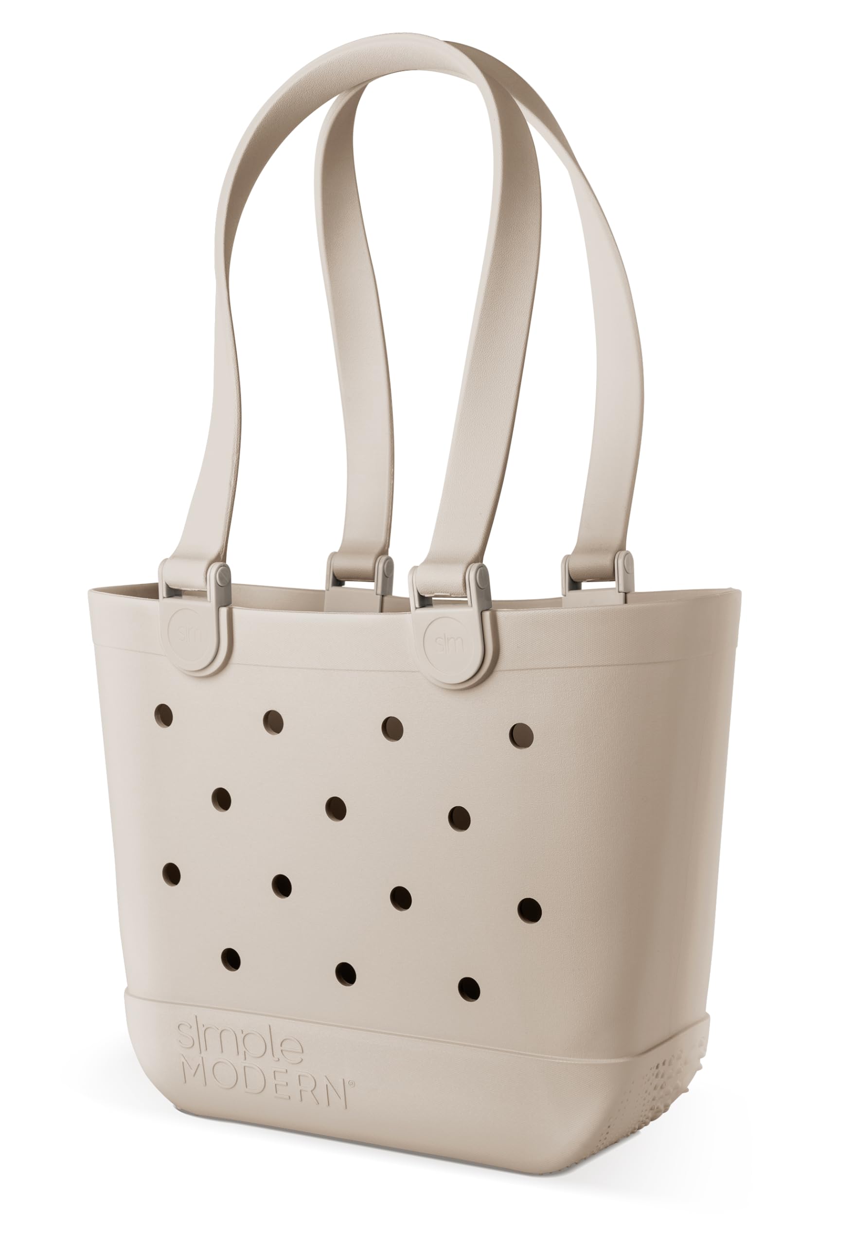 Simple Modern Beach Bag Rubber Tote | Waterproof Medium Tote Bag with Zipper Pocket for Pool, Groceries, Sports | Gifts For Women | Getaway Bag Collection | Almond Birch