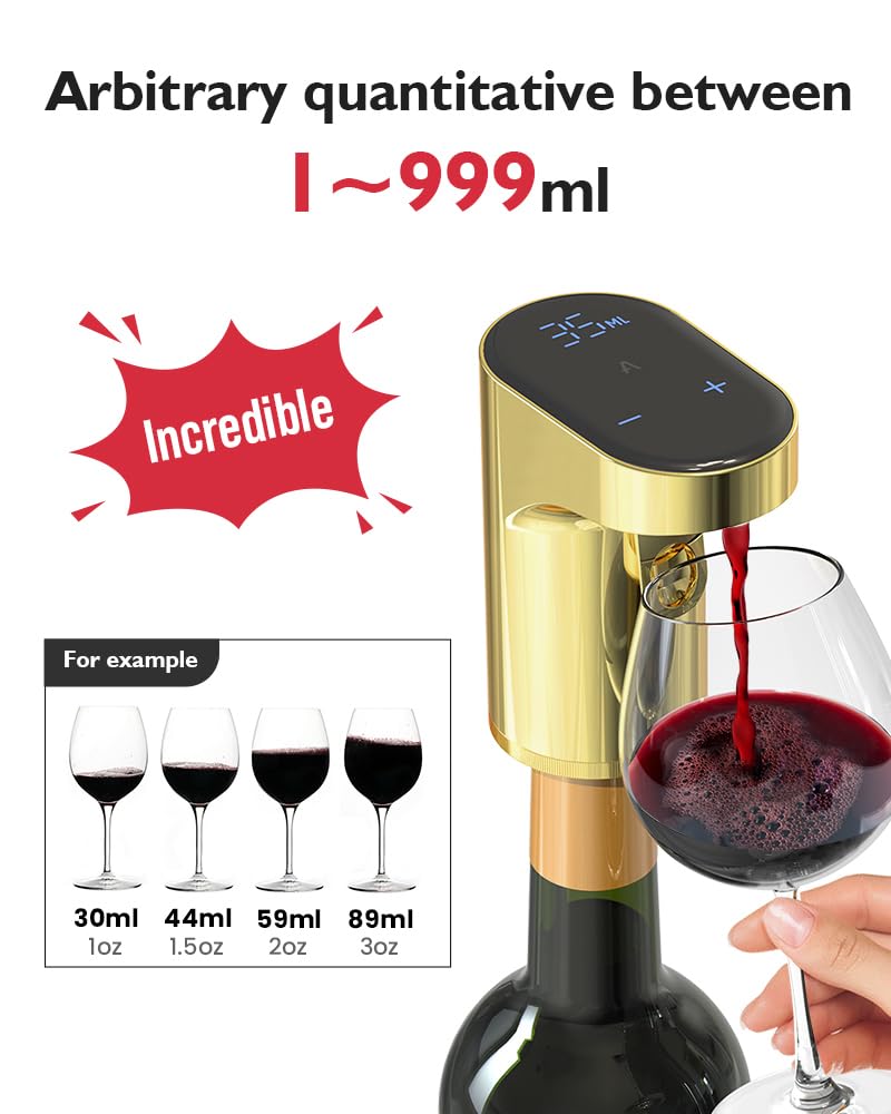 Electric Wine Decanter Aerator Dispenser Pourer Whiskey Adjustable Quantity Liquor Wine Pump Birthday Gift for Men Women Mom Dad Boss Brother Husband Funny Unique Gifts for Him (White)