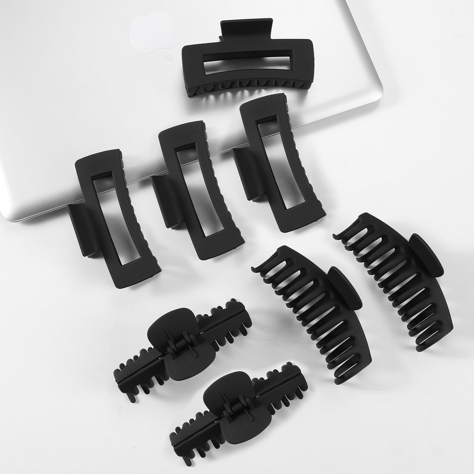 LuSeren Hair Clips for Women 4.3 Inch Large Hair Claw Clips for Women Thin Thick Curly Hair, Big Matte Banana Clips,Strong Hold jaw clips,Neutral Colors