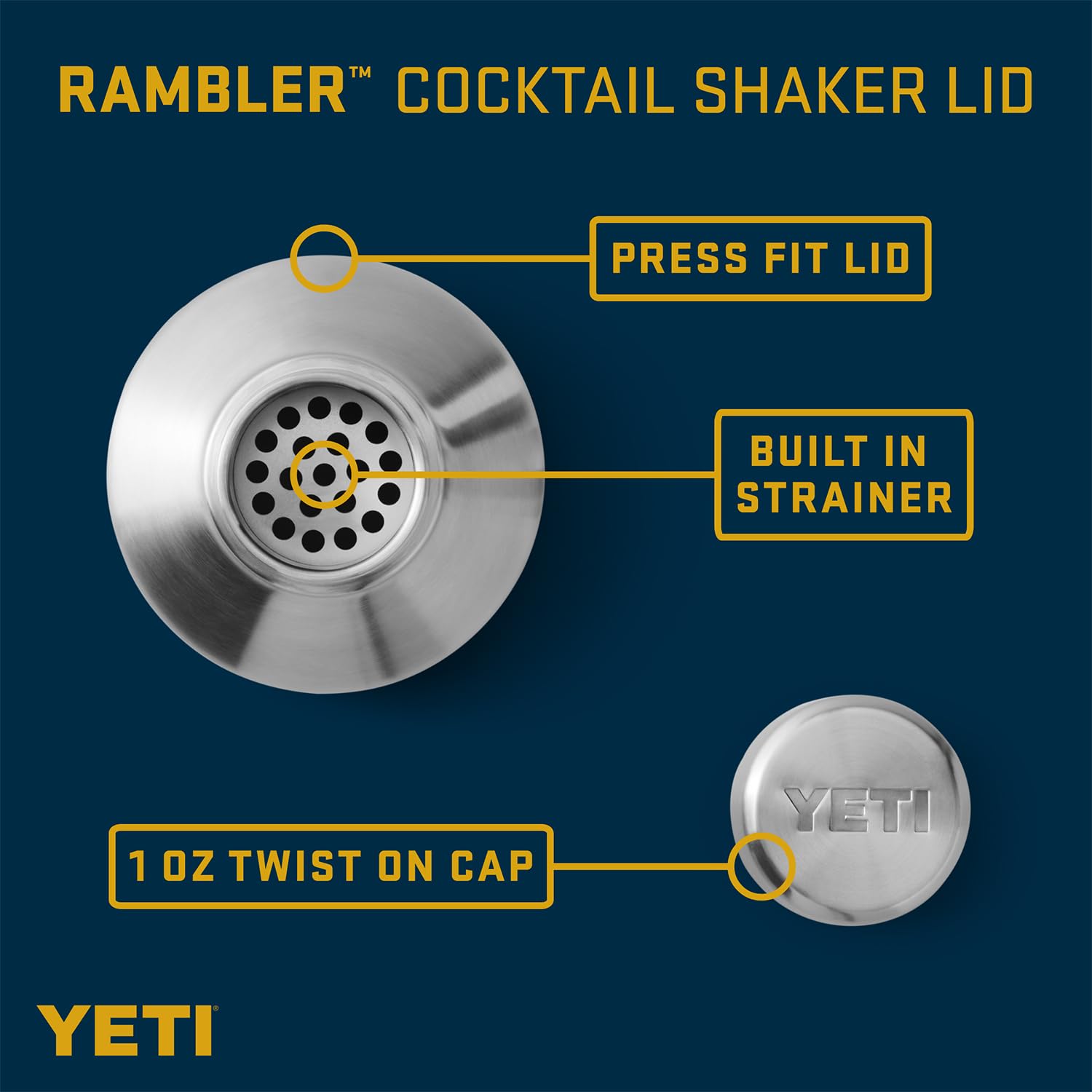YETI Rambler 20 oz Cocktail Shaker, Stainless Steel, Vacuum Insulated