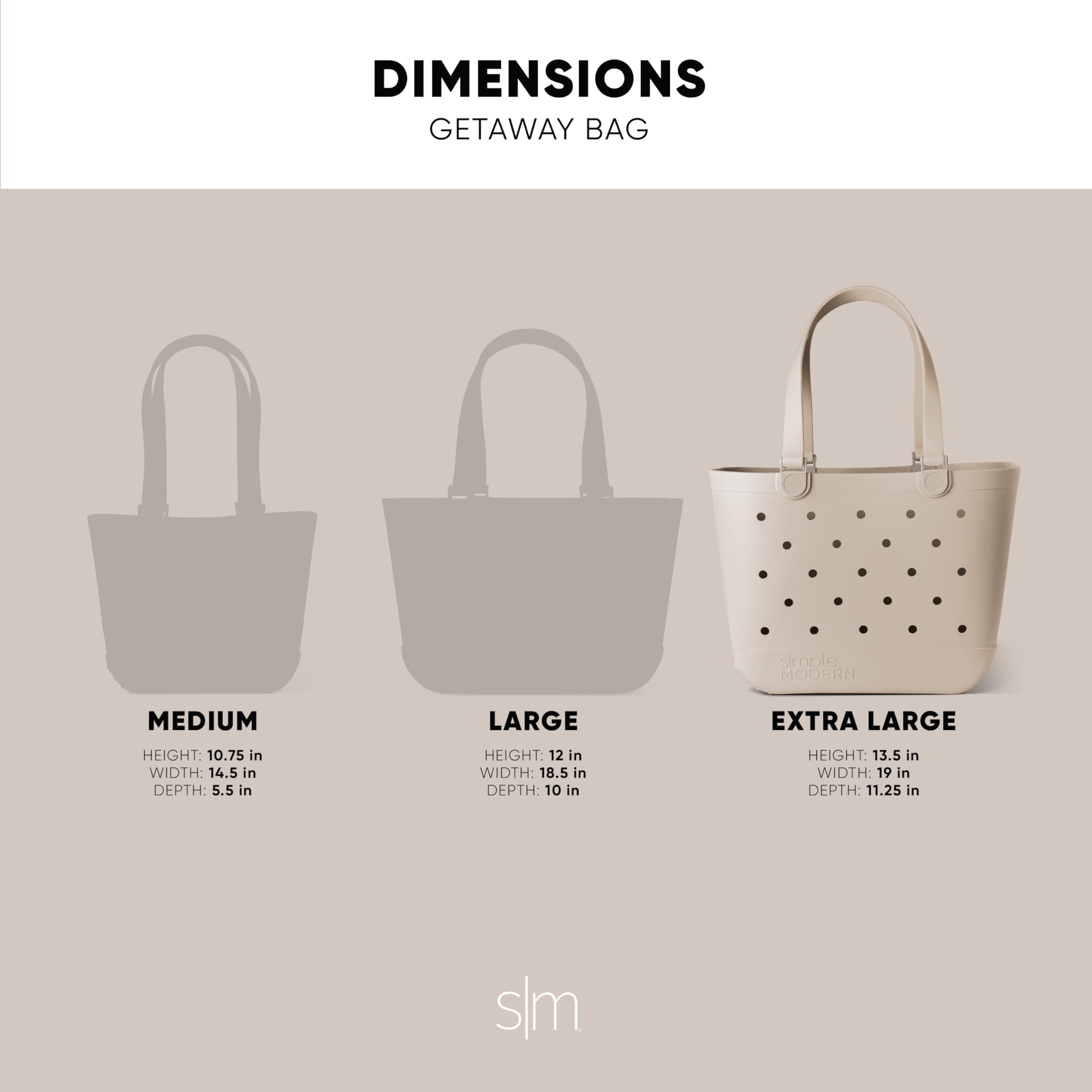 Simple Modern Beach Bag Rubber Tote | Waterproof Medium Tote Bag with Zipper Pocket for Pool, Groceries, Sports | Gifts For Women | Getaway Bag Collection | Almond Birch