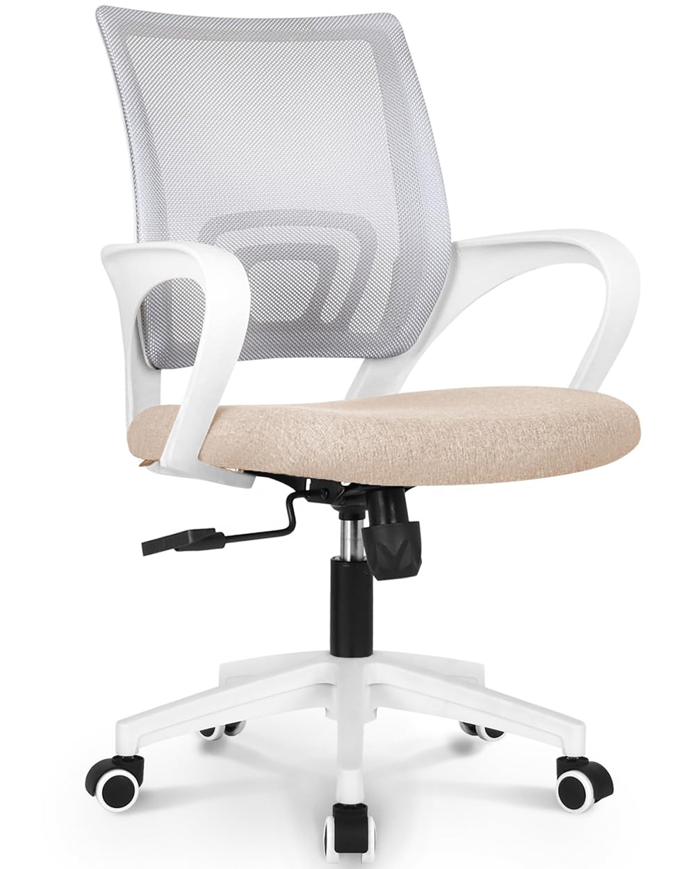 NEO CHAIR Office Chair Computer Desk Chair Gaming Ergonomic Mid Back Cushion Lumbar Support with Comfy Mesh Adjustable Swivel Rolling Home (Beige)